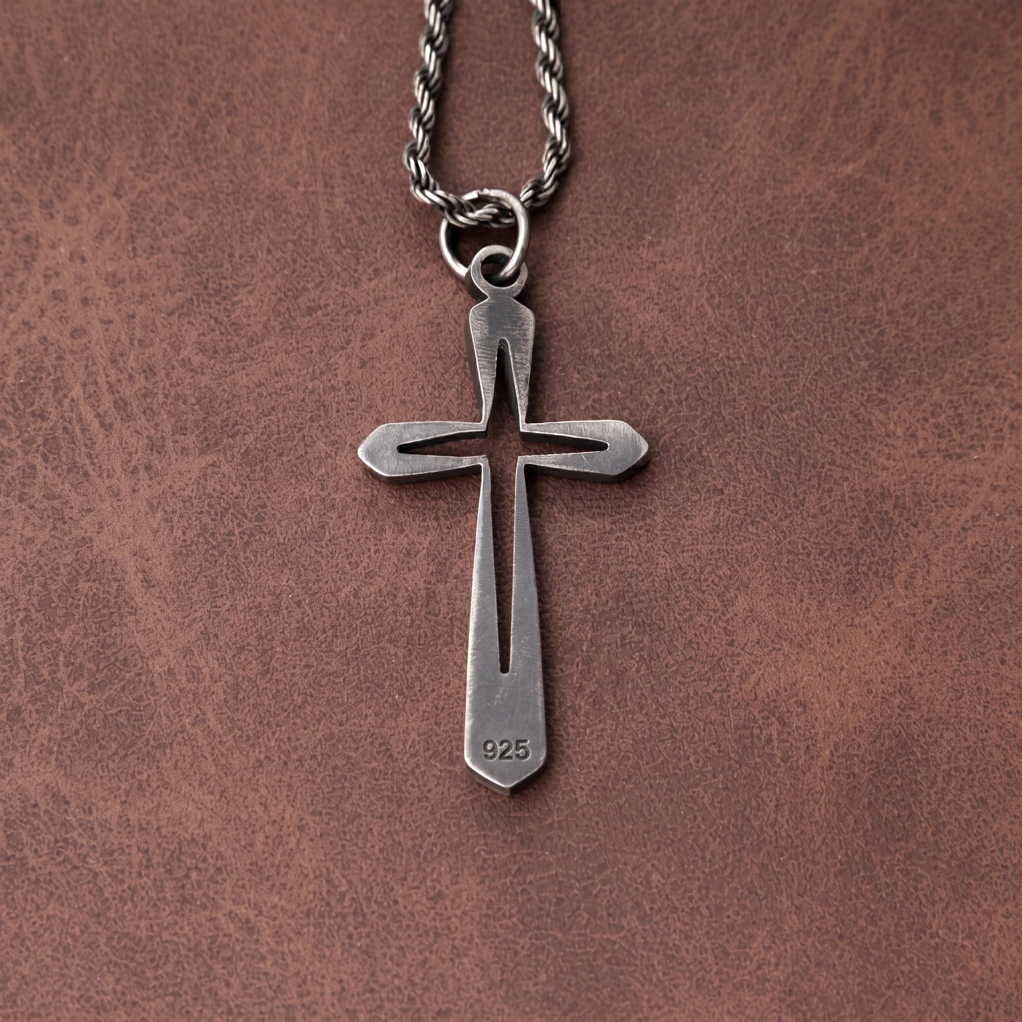 925 Sterling Silver Hollow Cross Pendant Embodying His Eternal Grace and Holy Light