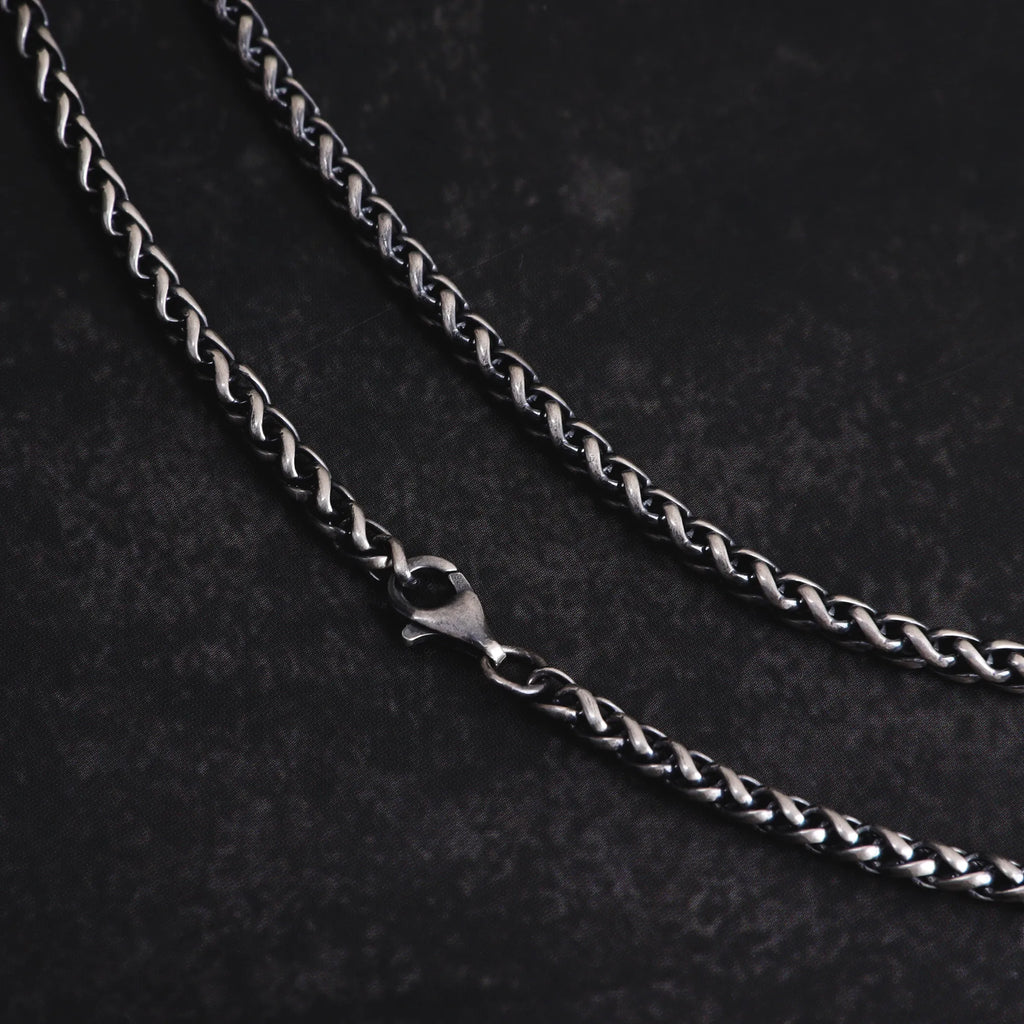 Men's 925 Sterling Silver Wheat Chain Necklace-Chunky Link