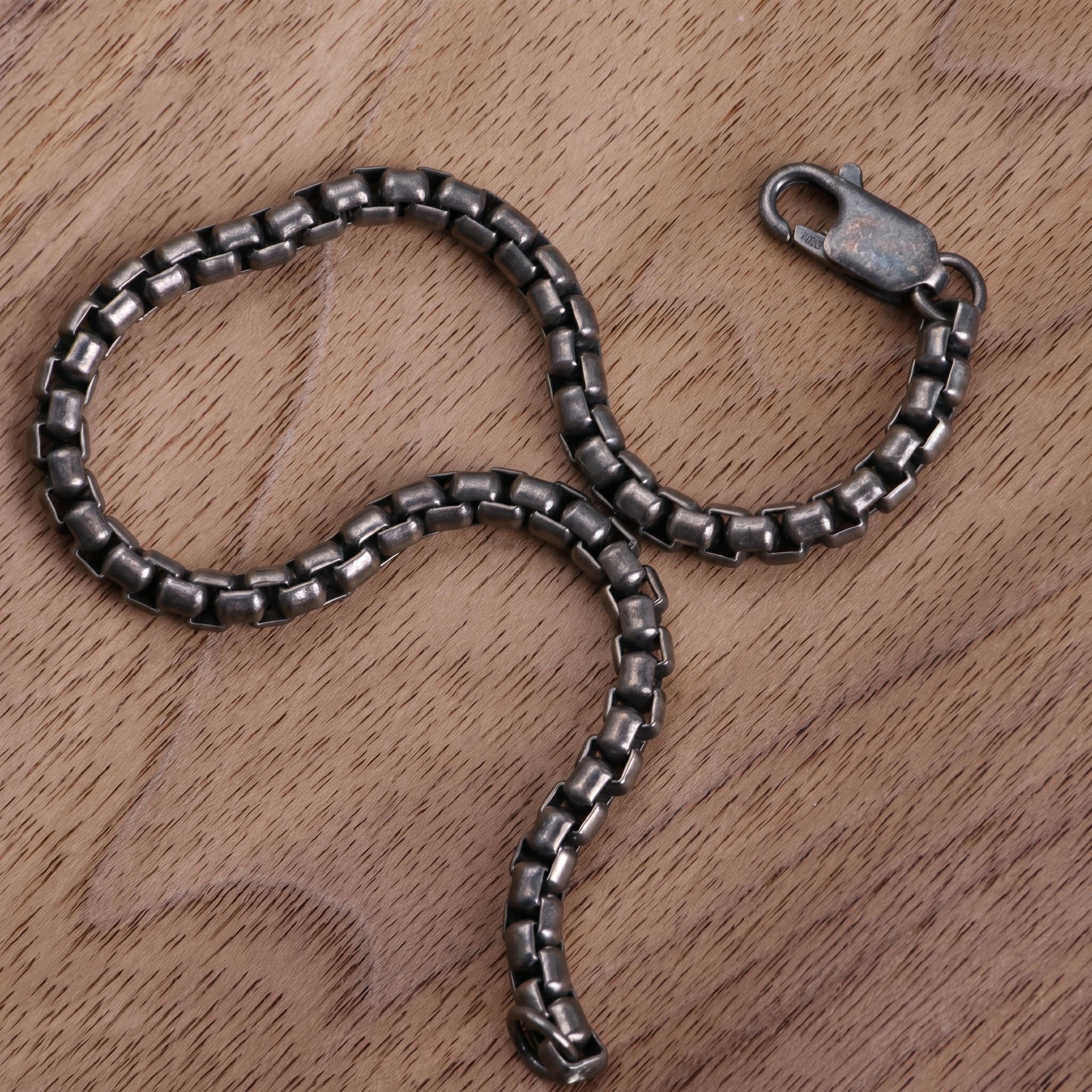 925 Sterling Silver Classic Box Chain Bracelet, Unisex Round Venetian Link Jewelry