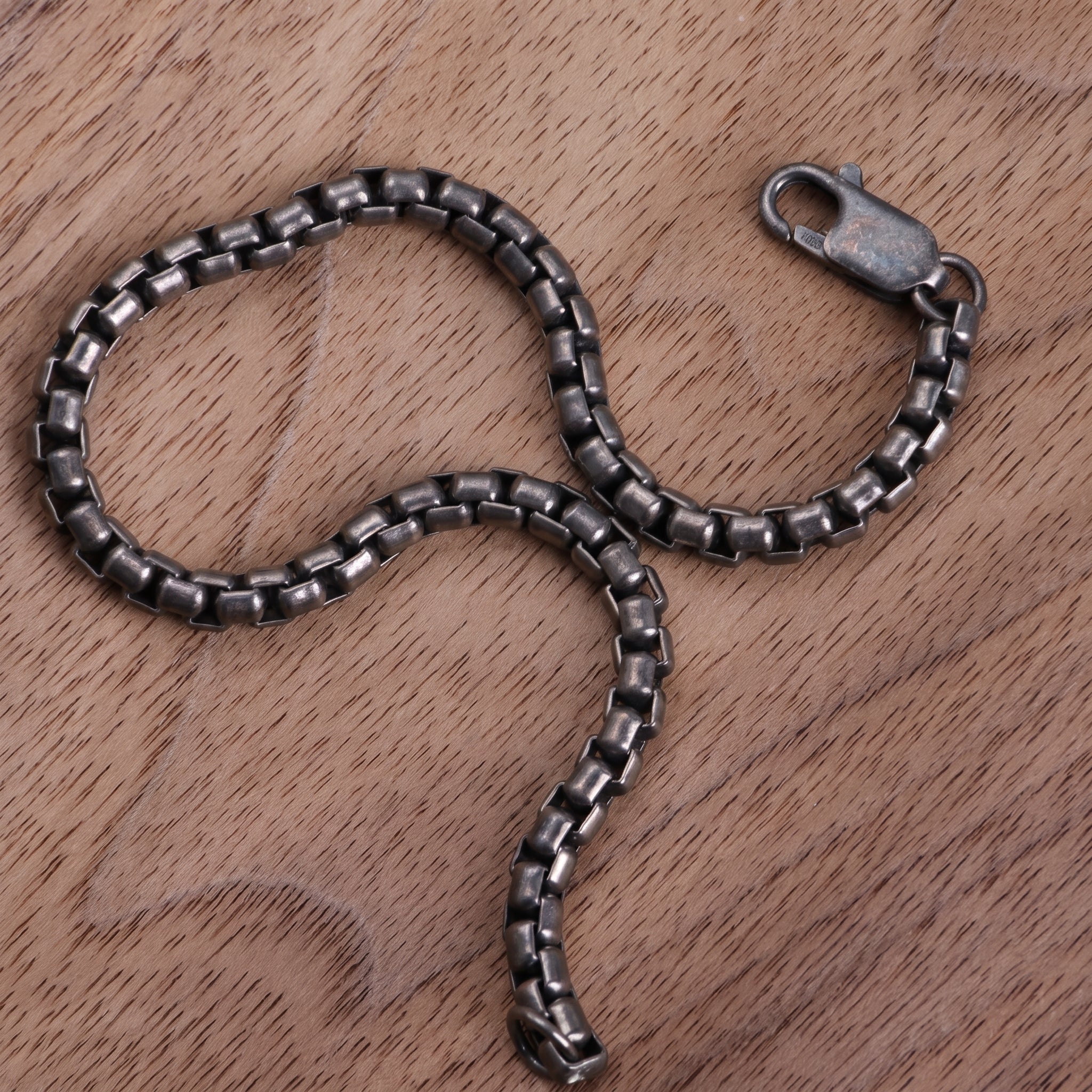 925 Sterling Silver Classic Box Chain Bracelet, Unisex Round Venetian Link Jewelry