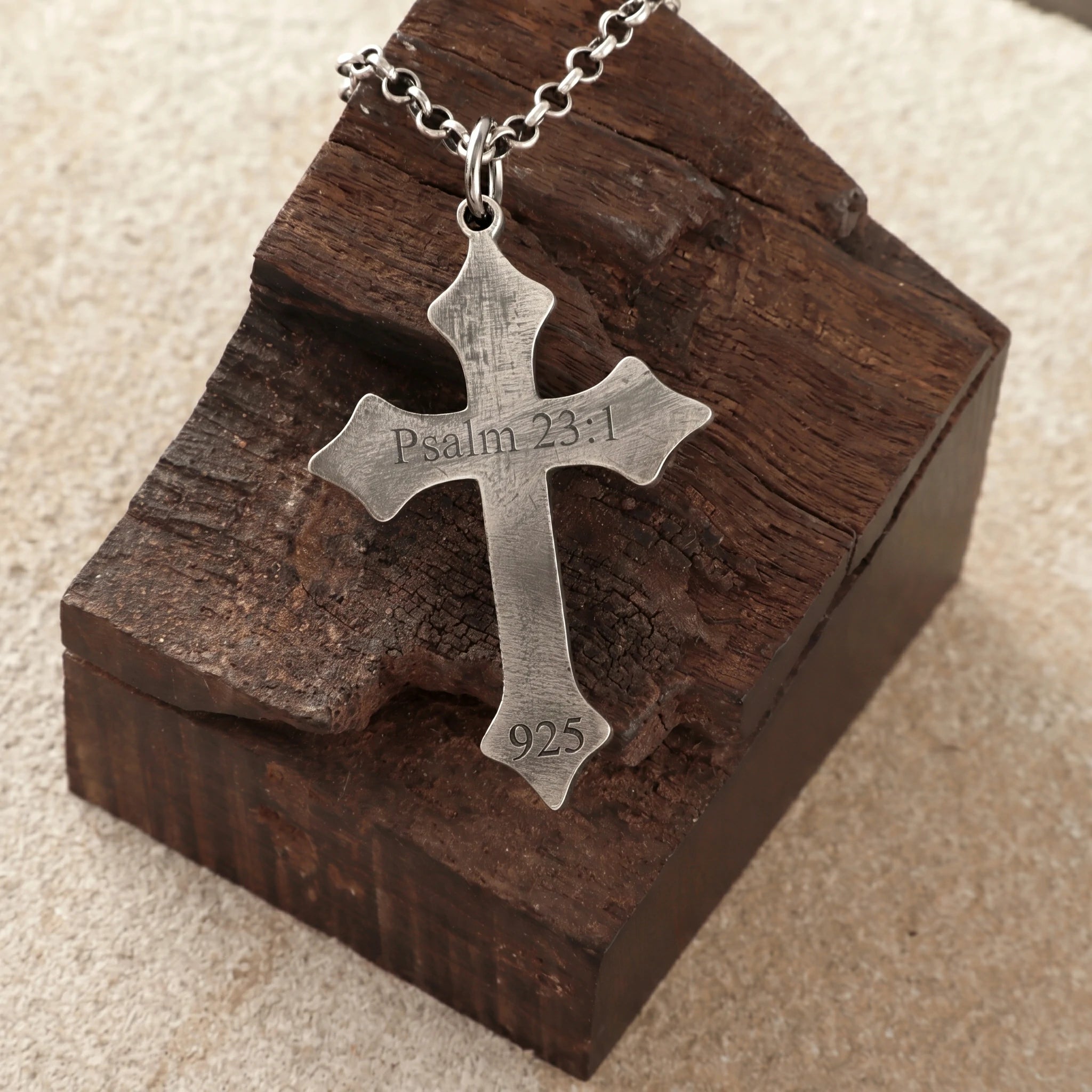 925 Sterling Silver Star of Bethlehem Cross Durable Engravable Faith Necklace