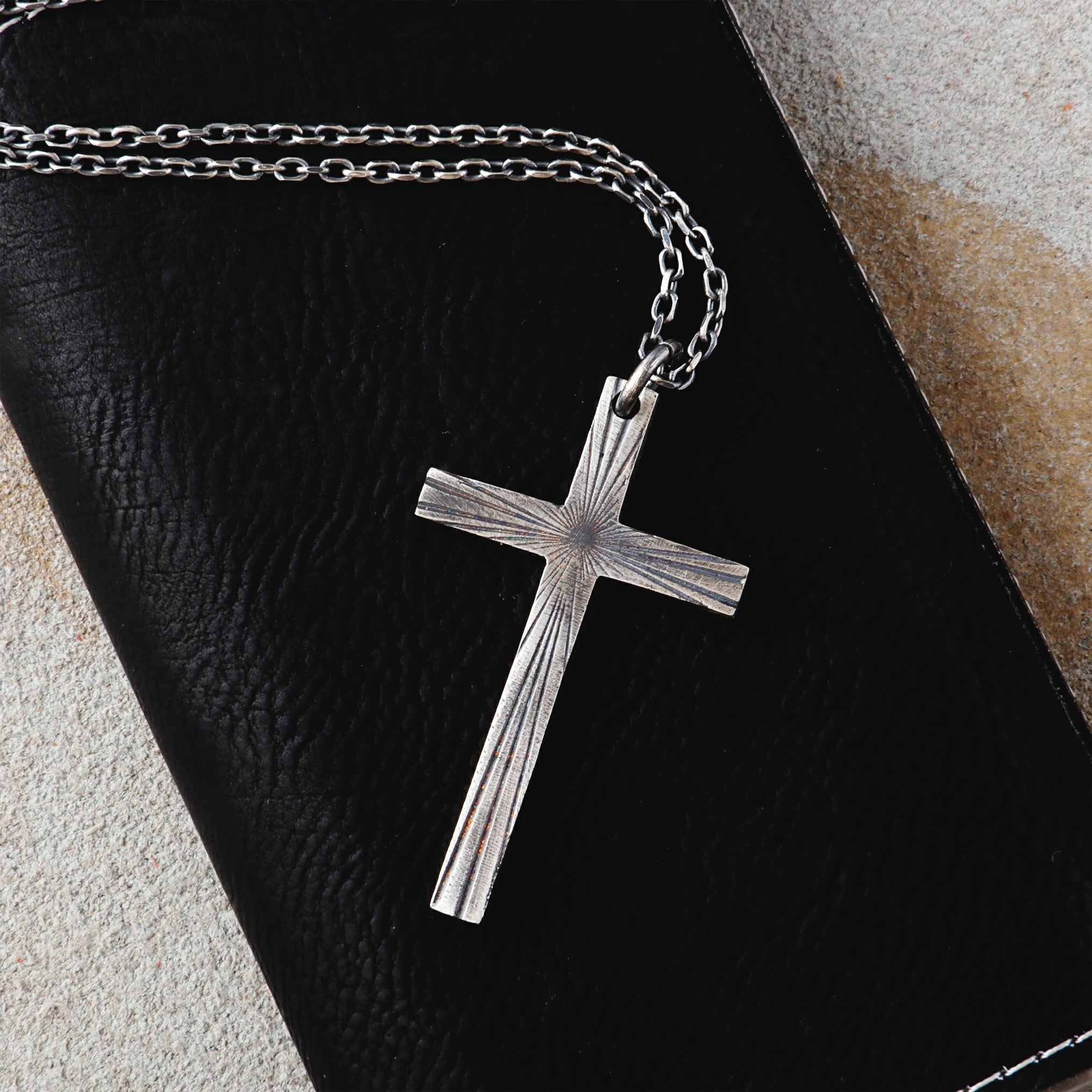 Eternal Light Sunburst Cross Pendant, 925 Sterling Silver Devotional Protection Amulet