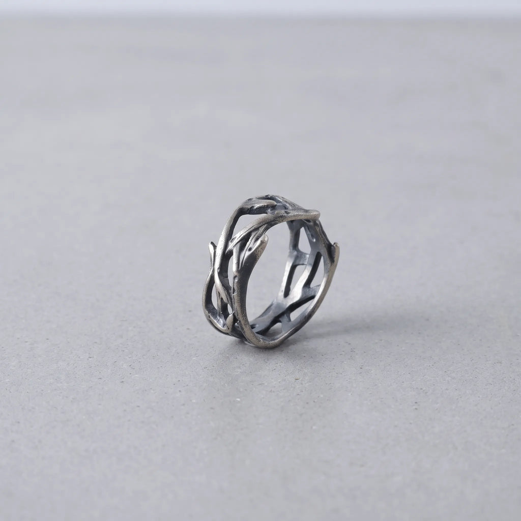 925 Sterling Silver Thorn Ring, Gothic Crown of Thorns Band Jewelry