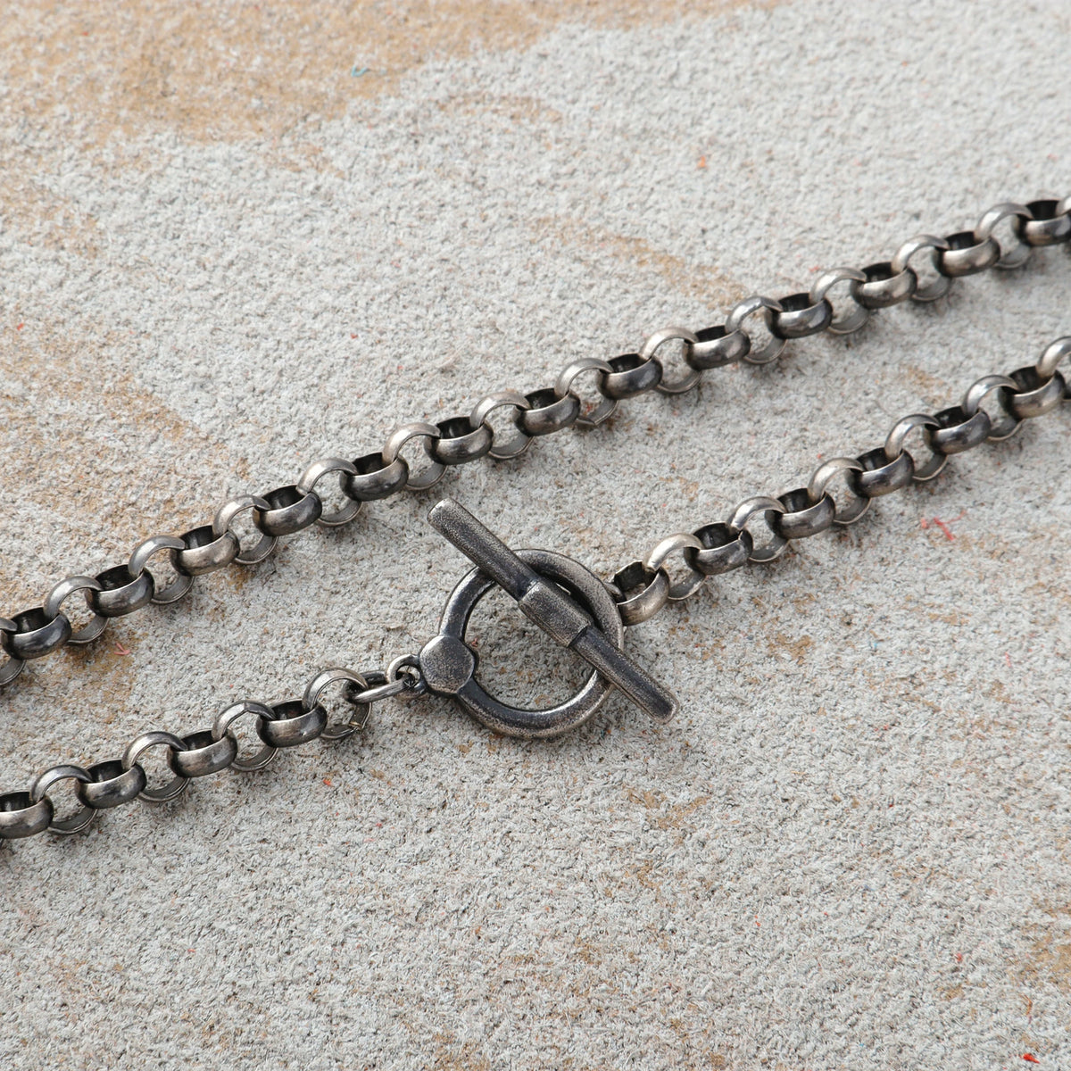 Modern Industrial Rolo Chain Bracelet, Oxidized 925 Sterling Silver Vintage Statement Wristband