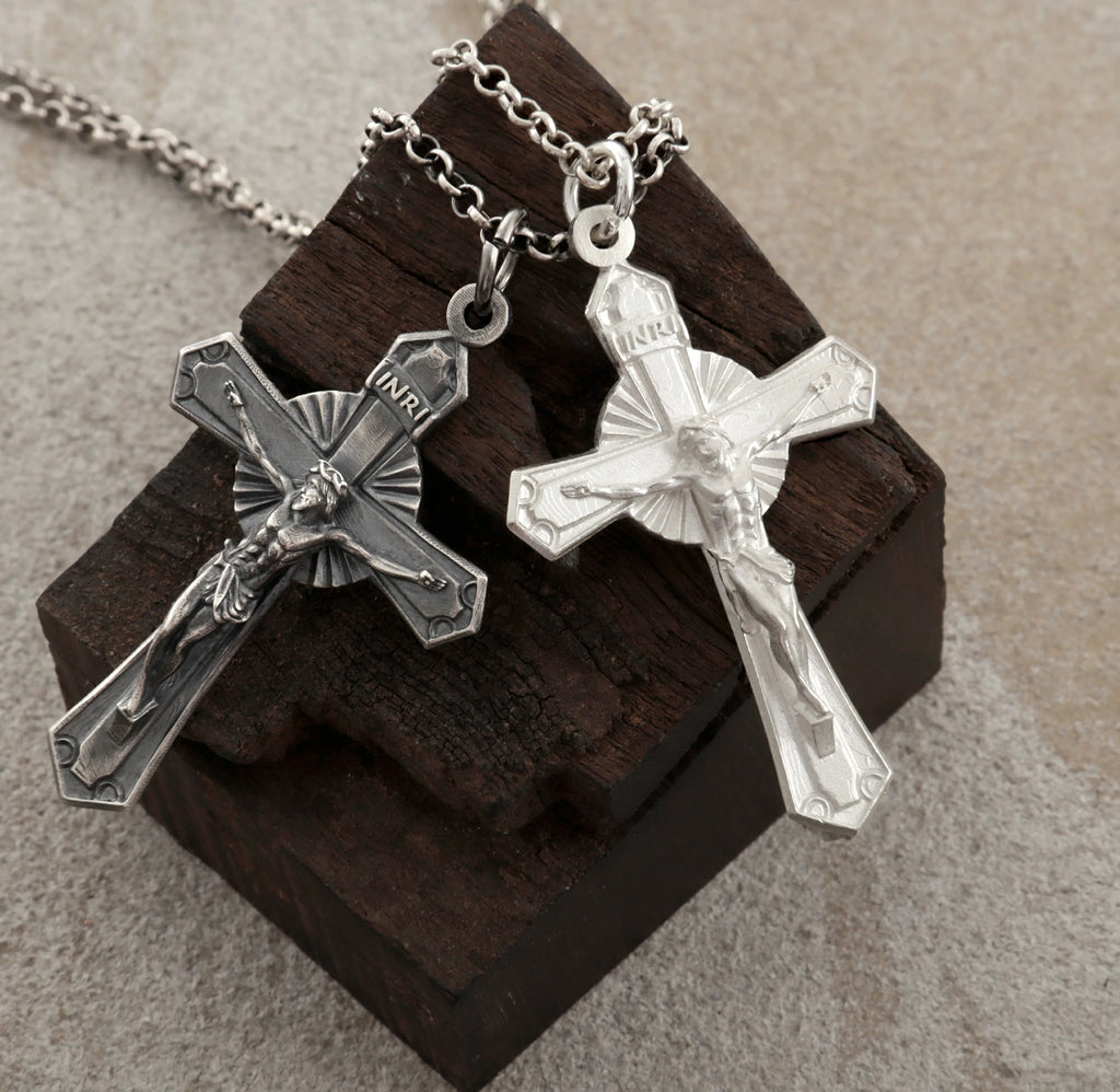 925 Sterling Silver Holy Crucifix Necklace, Sacred Jesus Cross Pendant for Faith & Protection