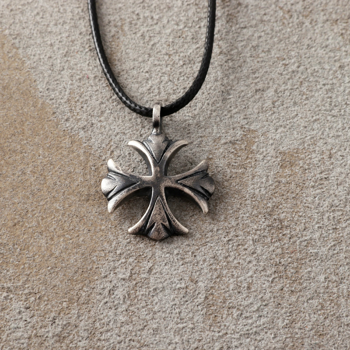 925 Sterling Silver Maltese Cross Necklace, Custom Engravable Medieval Talisman Jewelry
