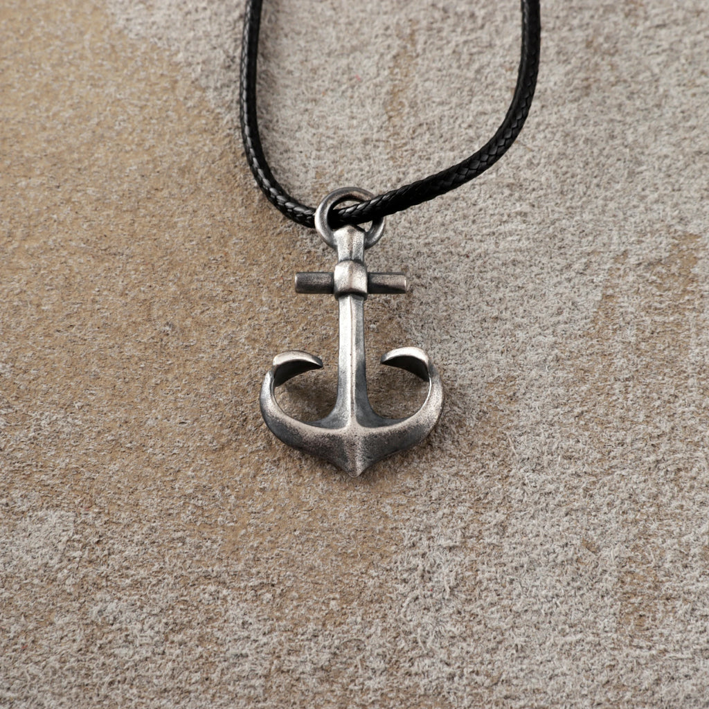 925 Sterling Silver Anchor Necklace, Vintage Nautical Talisman Pendant for Hope & Strength