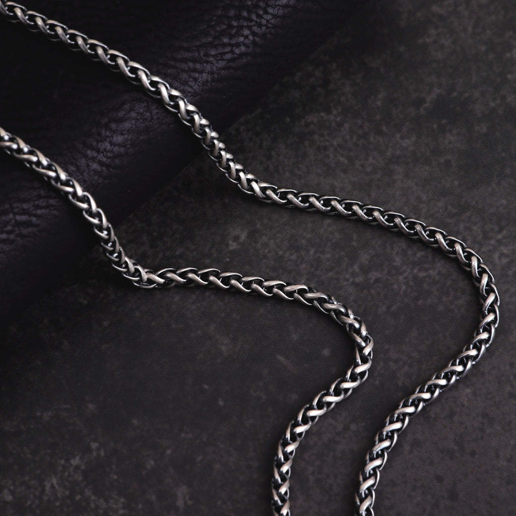 Men's 925 Sterling Silver Wheat Chain Necklace-Chunky Link
