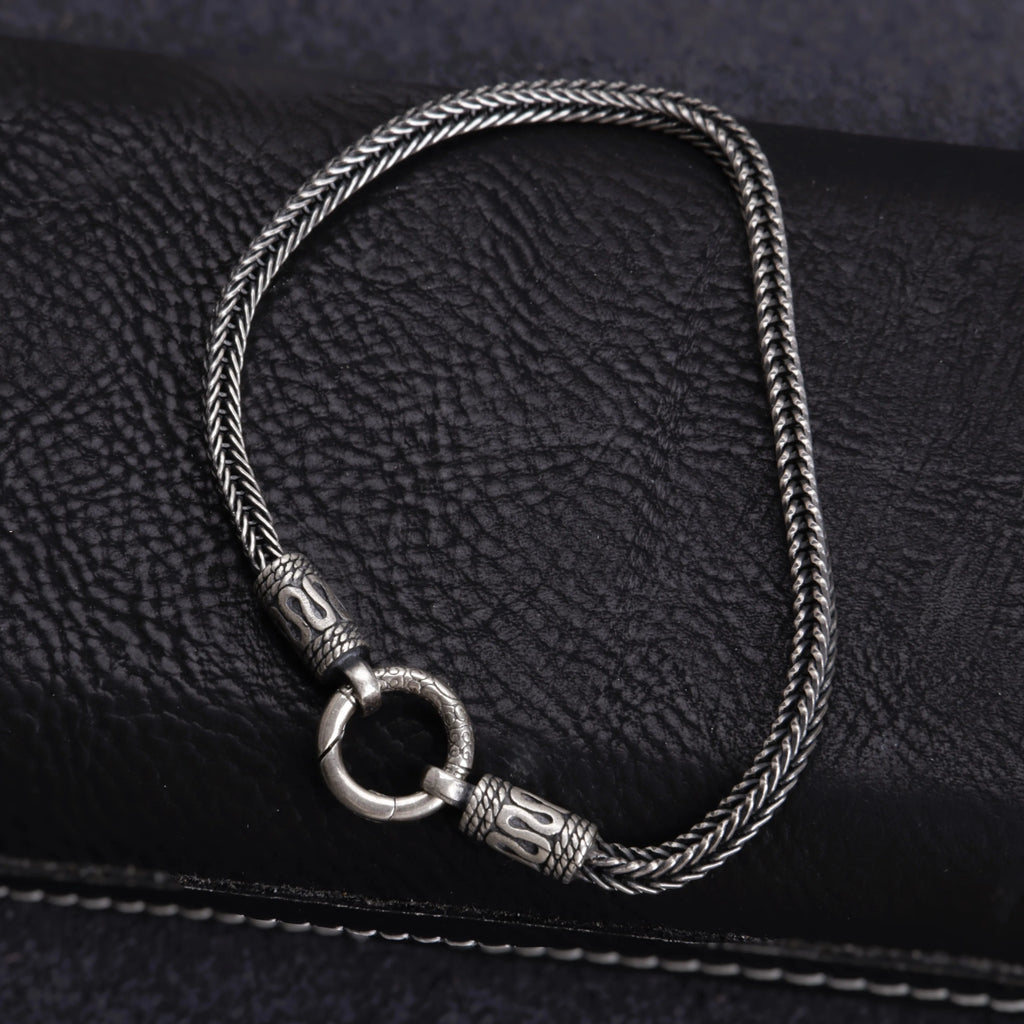 925 Sterling Silver Foxtail Chain Anklet for Men & Women