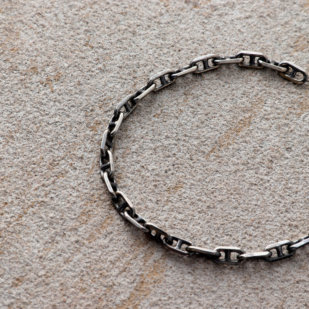 Minimalist Mariner Anchor Chain Bracelet, Personalized 925 Sterling Silver Custom Name Wristband