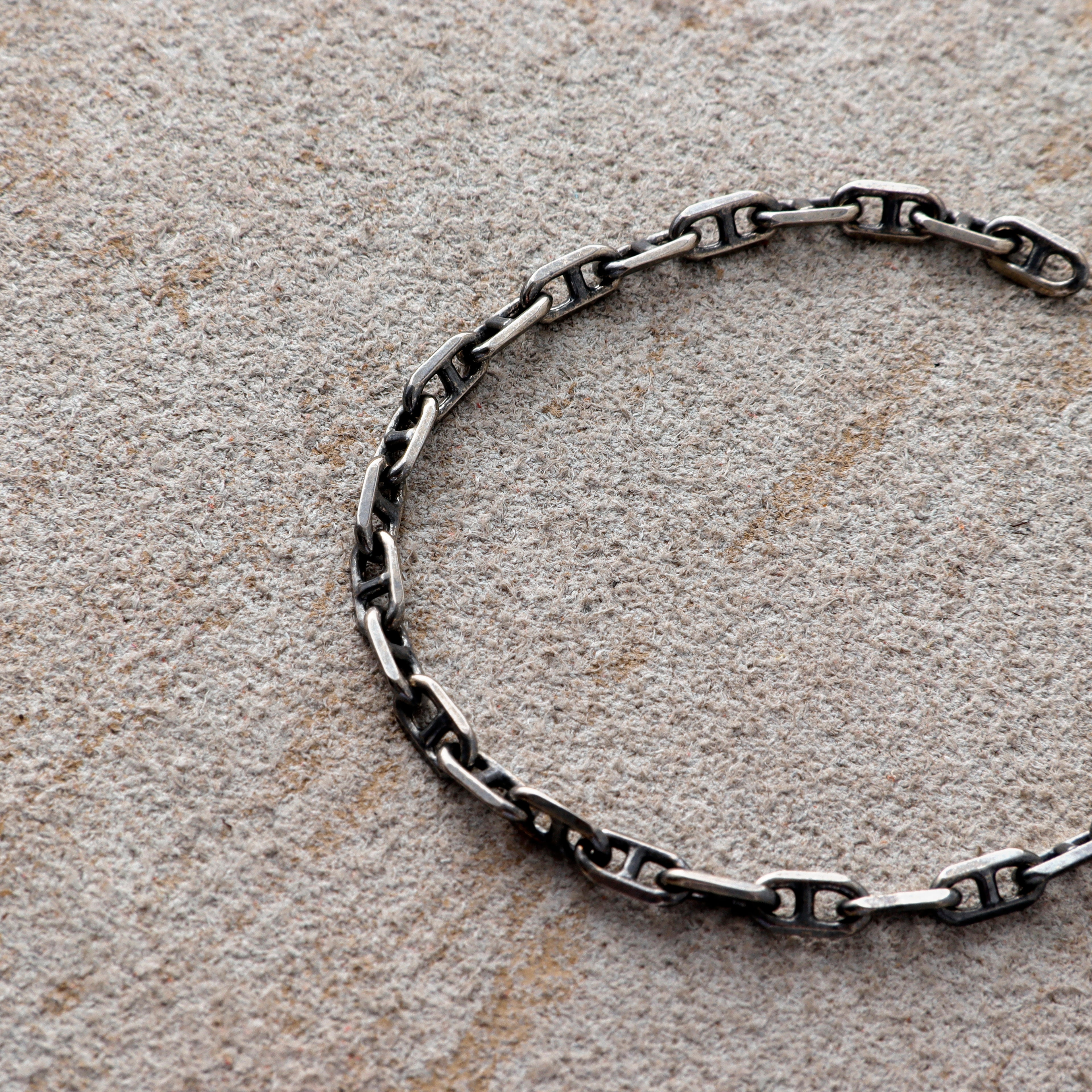 Minimalist Mariner Anchor Chain Bracelet, Personalized 925 Sterling Silver Custom Name Wristband