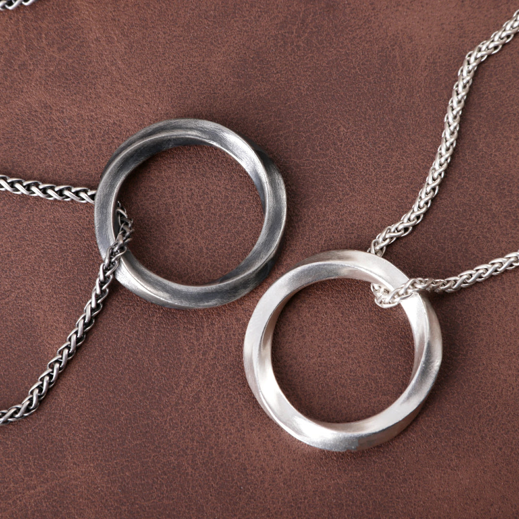 925 Sterling Silver Twisted Mobius Circle Pendant Delivering Minimalist Modern Flow