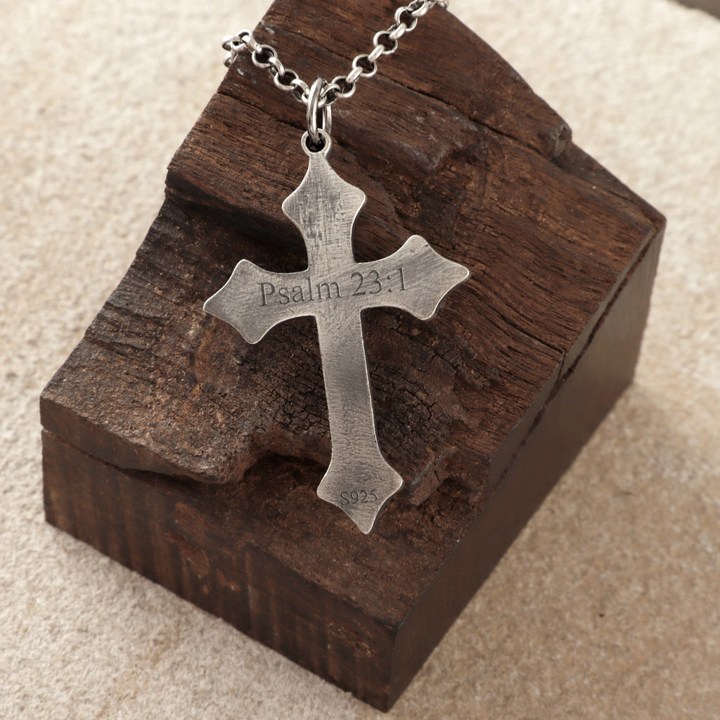 925 Sterling Silver Star of Bethlehem Cross Durable Engravable Faith Necklace