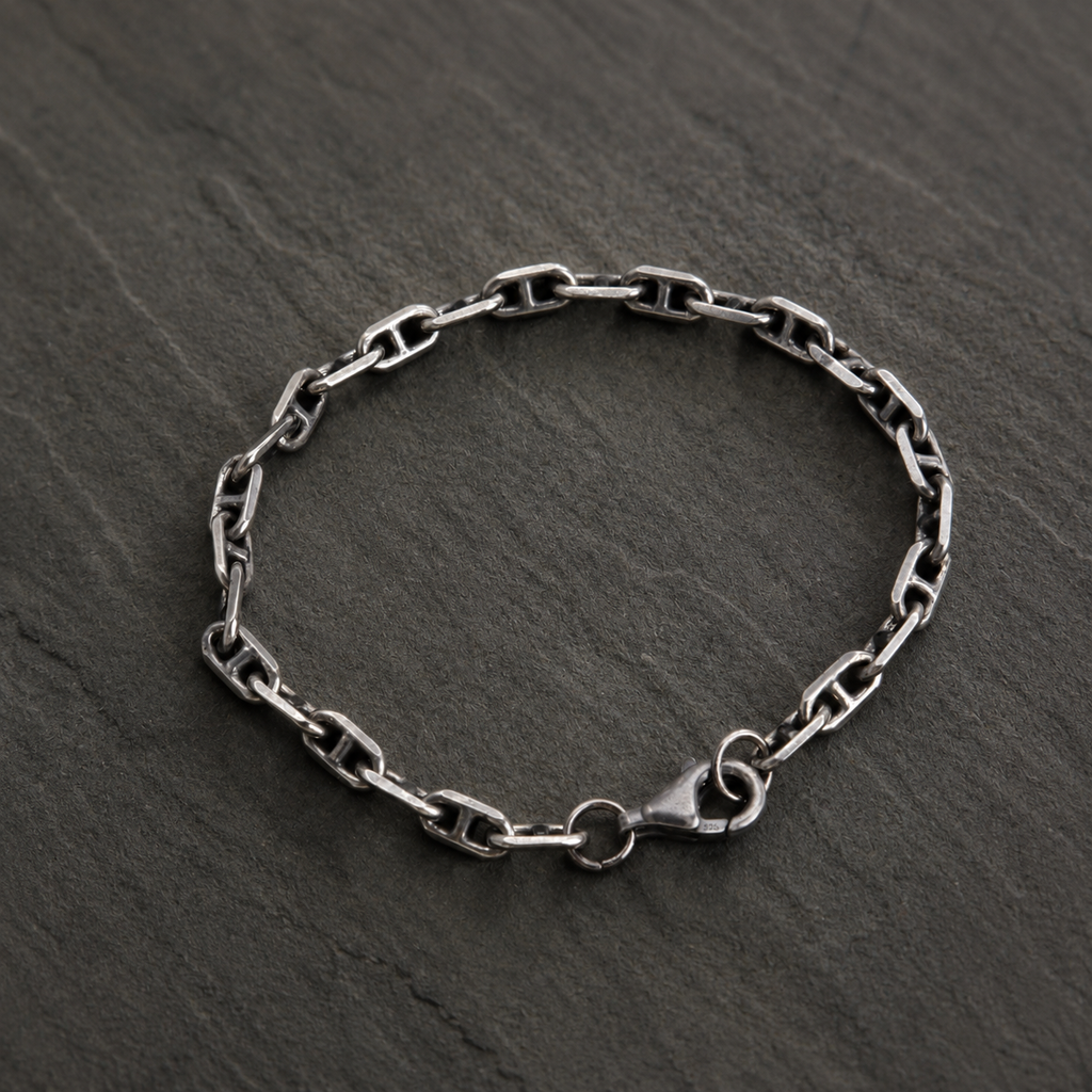 925 Sterling Silver Mariner Anchor Chain Anklet for Men & Women