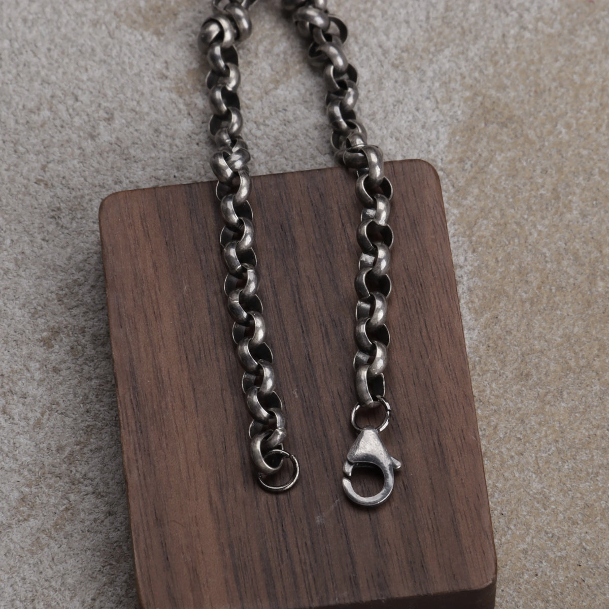 Unisex 925 Silver Rolo Anklet Chain -Oxidized & Polished Necklace