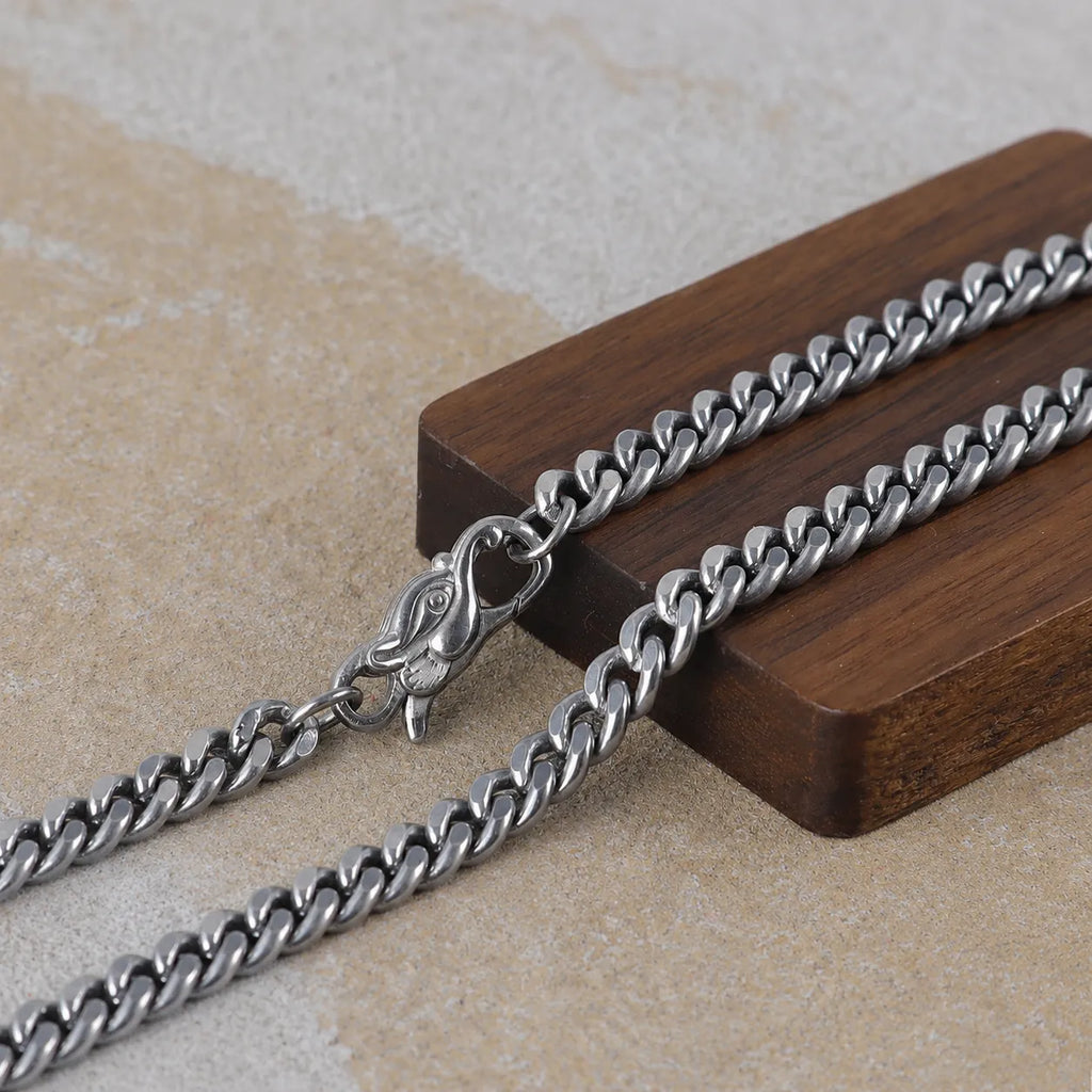 925 Sterling Silver Cuban Chain, Unique Dragon Head Lobster Clasp, 3mm–8mm Sizes, Birthday Gift for Men