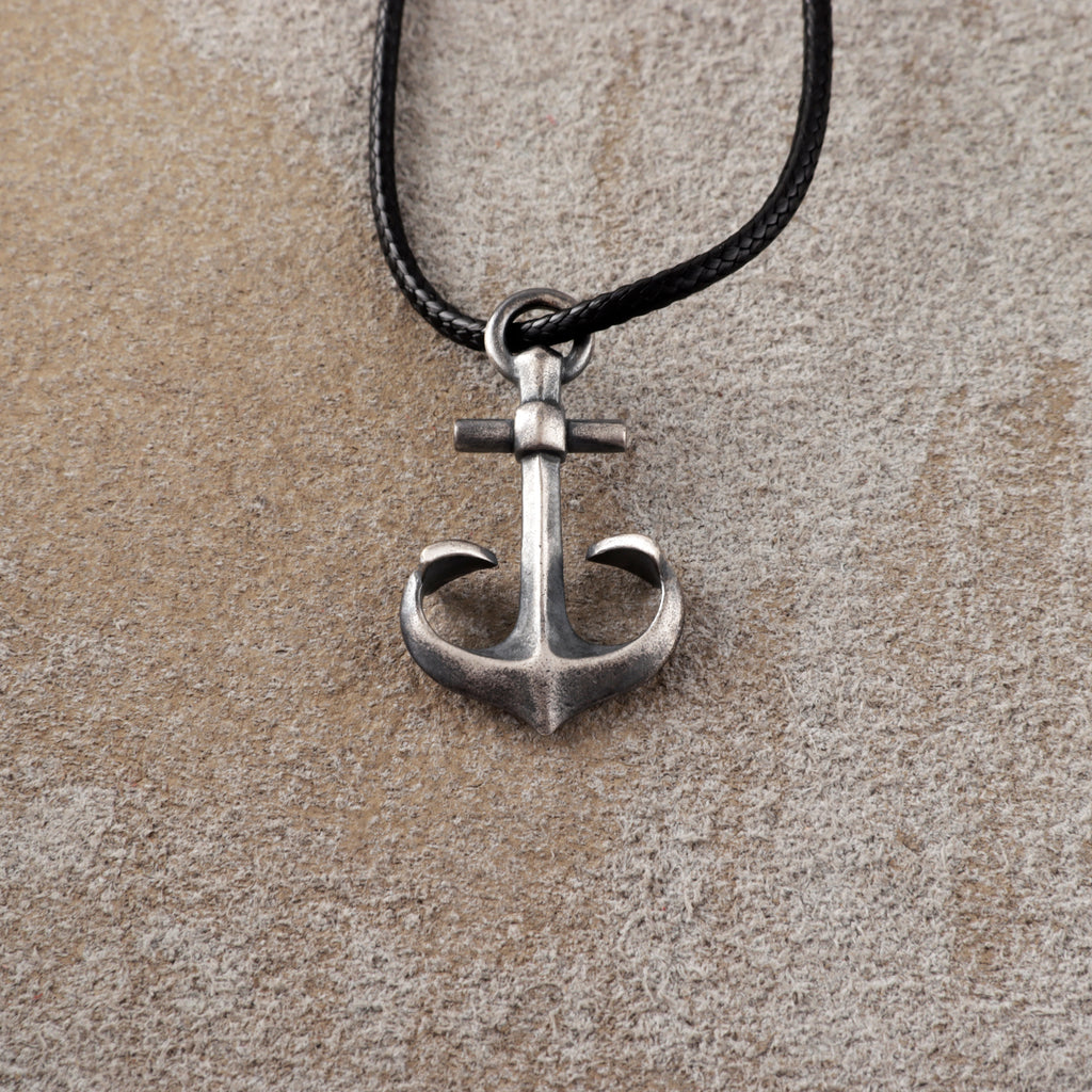 925 sterling silver anchor necklace, vintage nautical talisman pendant for hope & strength
