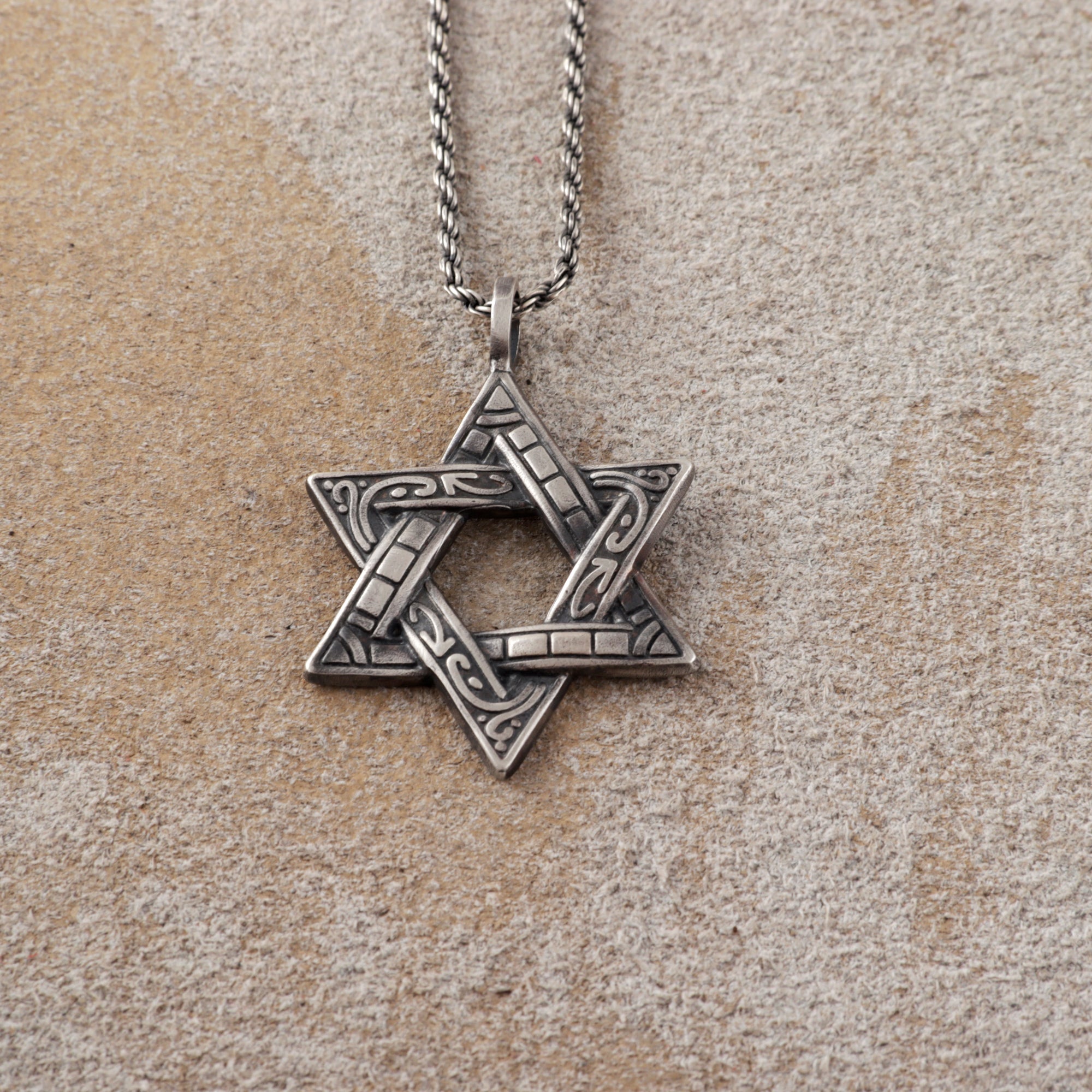 925 Sterling Silver Star of David Pendant, Vintage Hexagram Protection Necklace