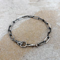 Victorian Hand Paperclip Chain Bracelet, 925 Sterling Silver Vintage Swivel Clasp Minimalist Link Wristband