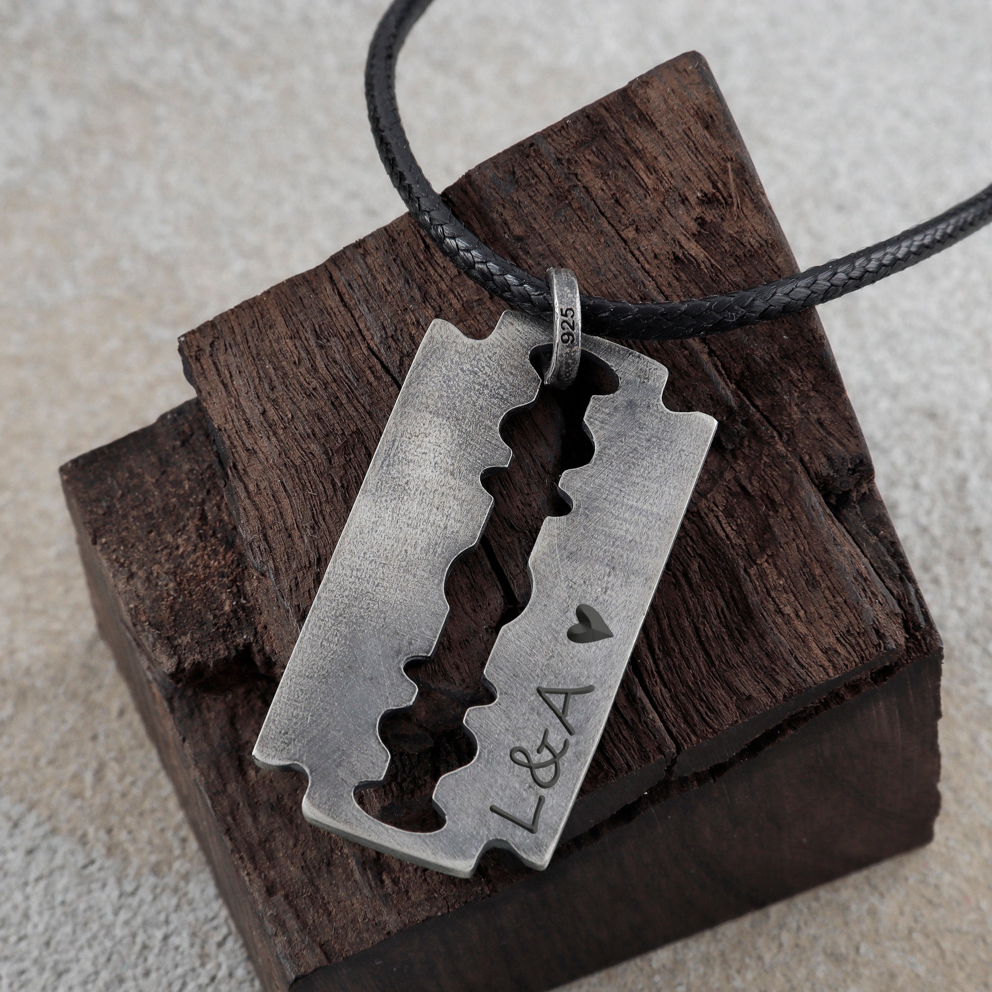 925 Sterling Silver Engravable Blade Pendant, Personalized Punk Necklace Jewelry