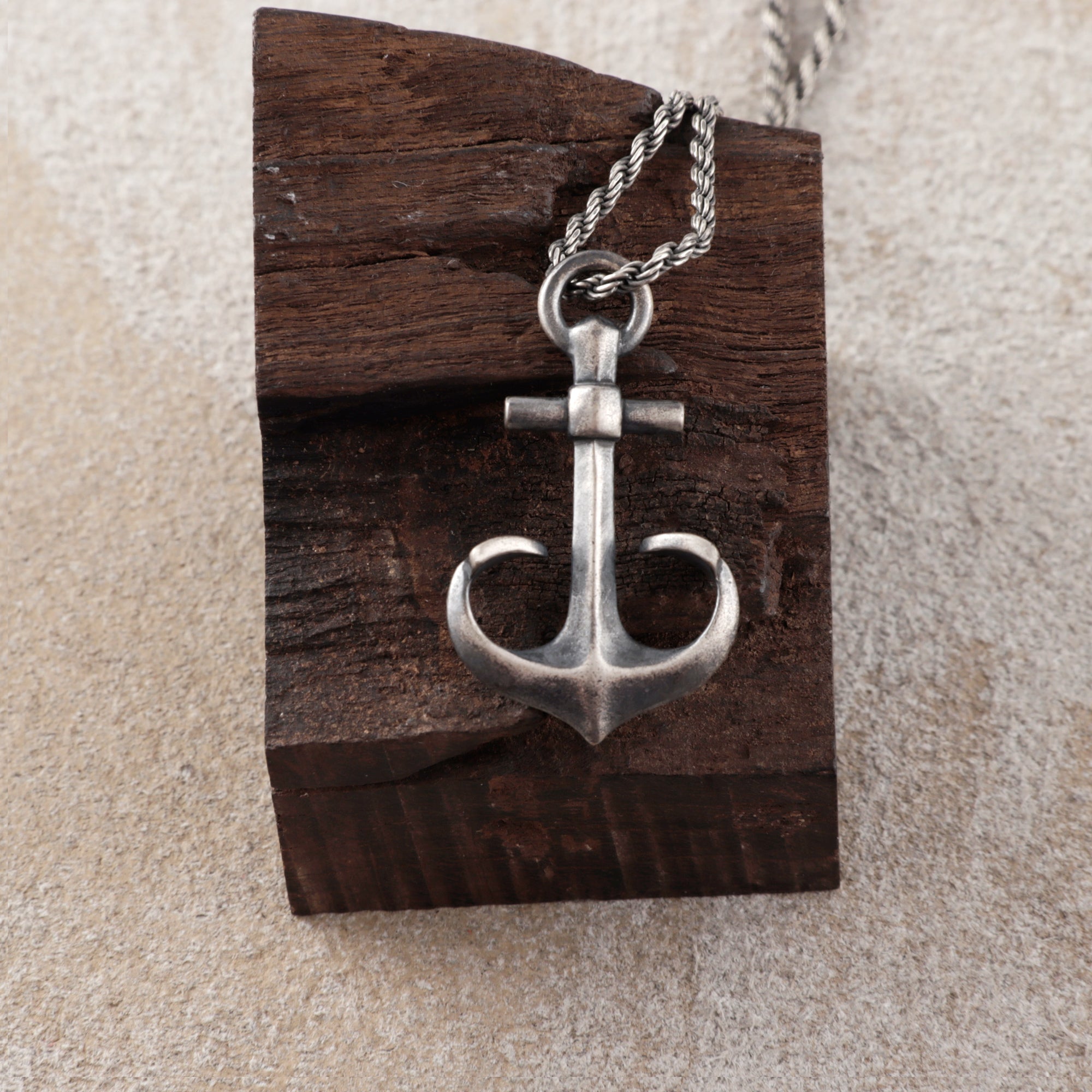 925 sterling silver anchor necklace, vintage nautical talisman pendant for hope & strength