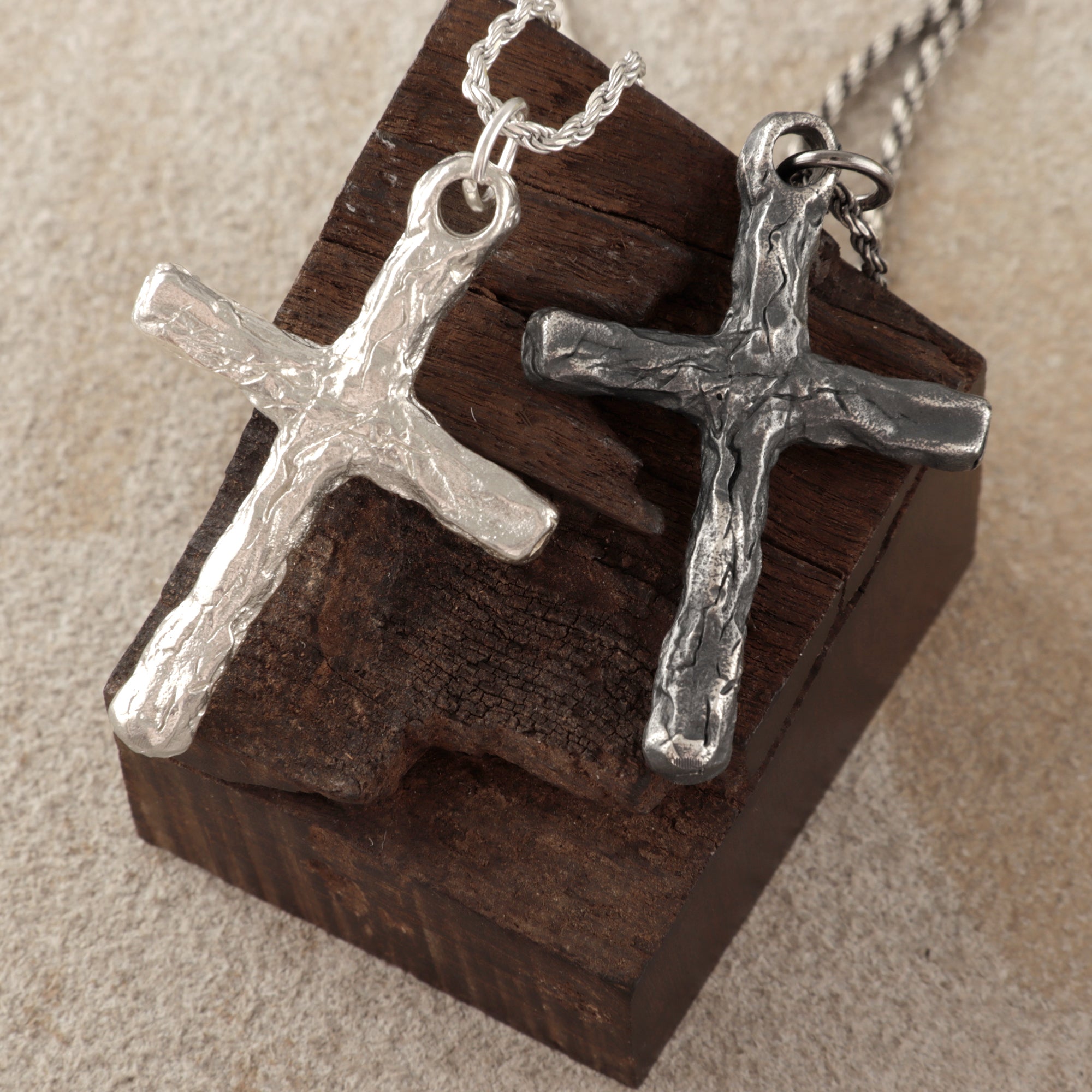 925 Sterling Silver Rustic Textured Holy Cross Durable Faith Pendant Necklace