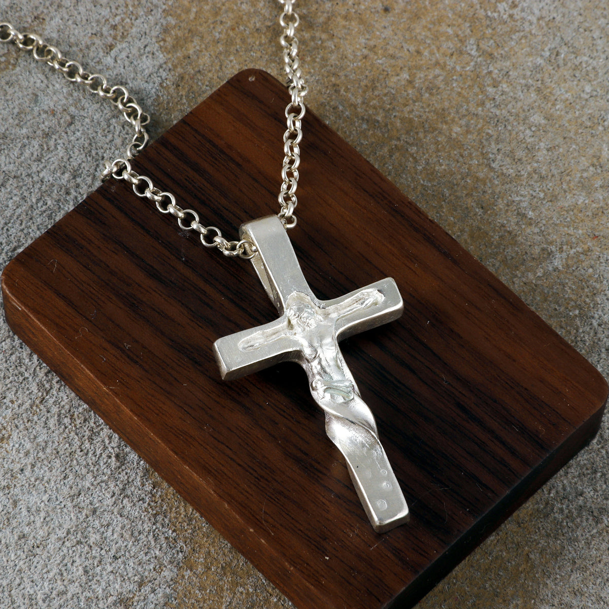 Enduring Hope Crucifix Necklace, Genuine 925 Sterling Silver Spirit of Fortitude Pendant