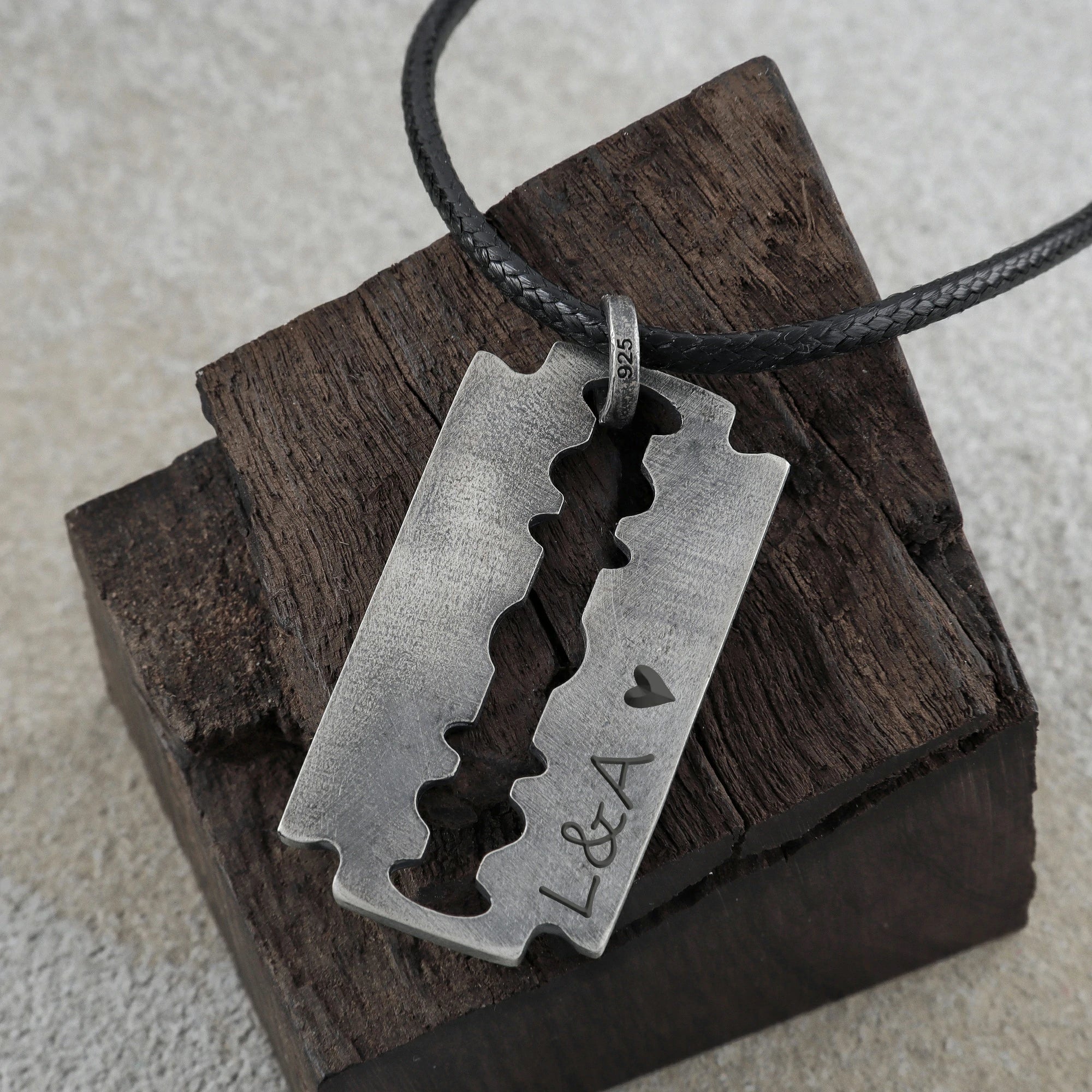 925 Sterling Silver Engravable Blade Pendant, Personalized Punk Necklace Jewelry