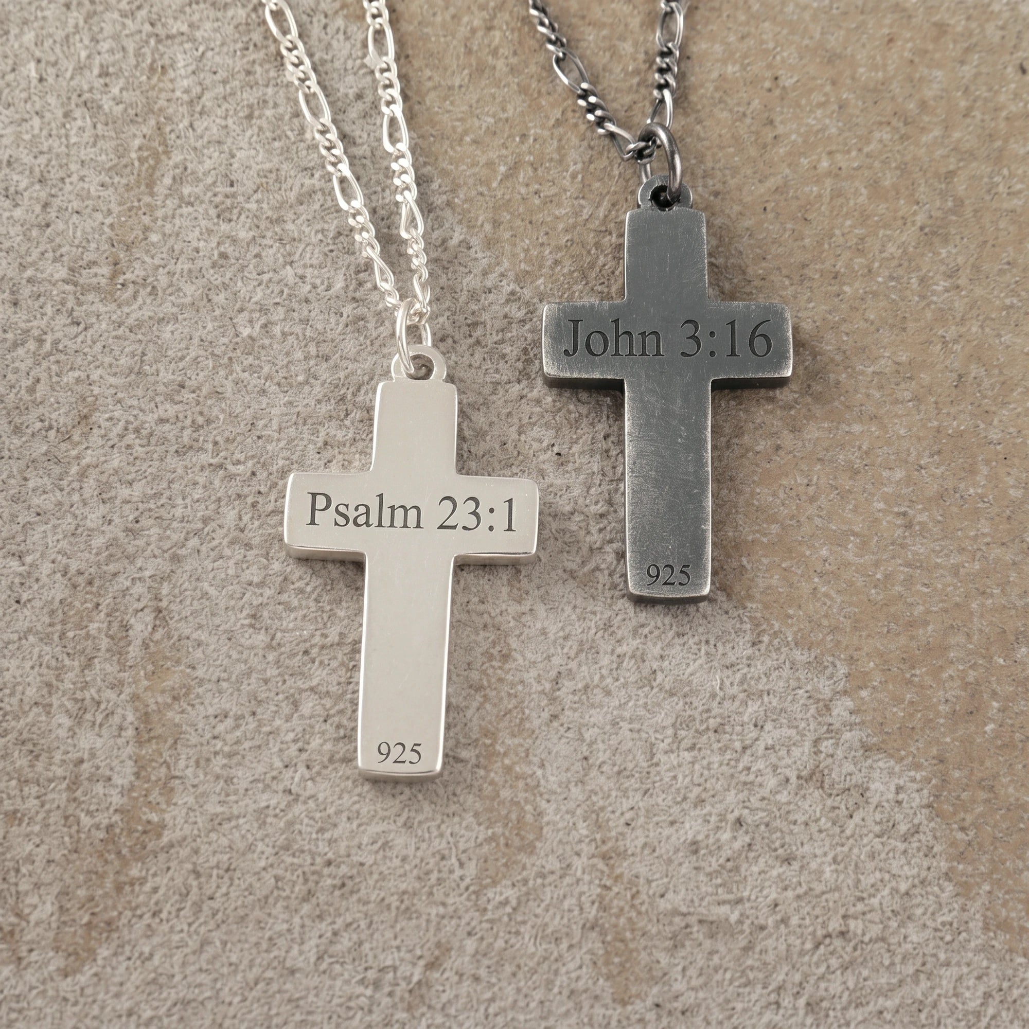 925 Sterling Silver Hammered Holy Cross Durable Custom Engravable Faith Pendant Necklace
