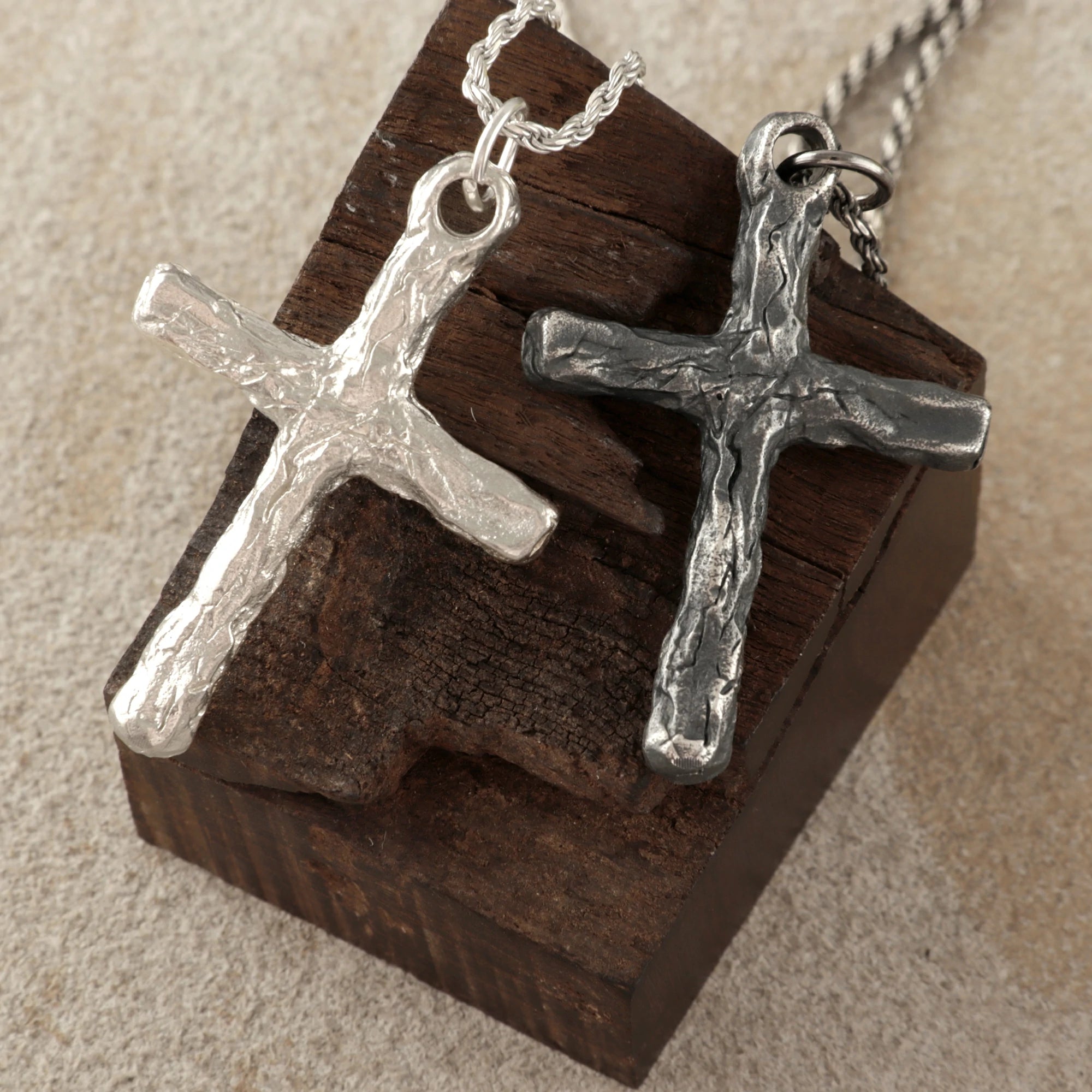 925 Sterling Silver Rustic Textured Holy Cross Durable Faith Pendant Necklace