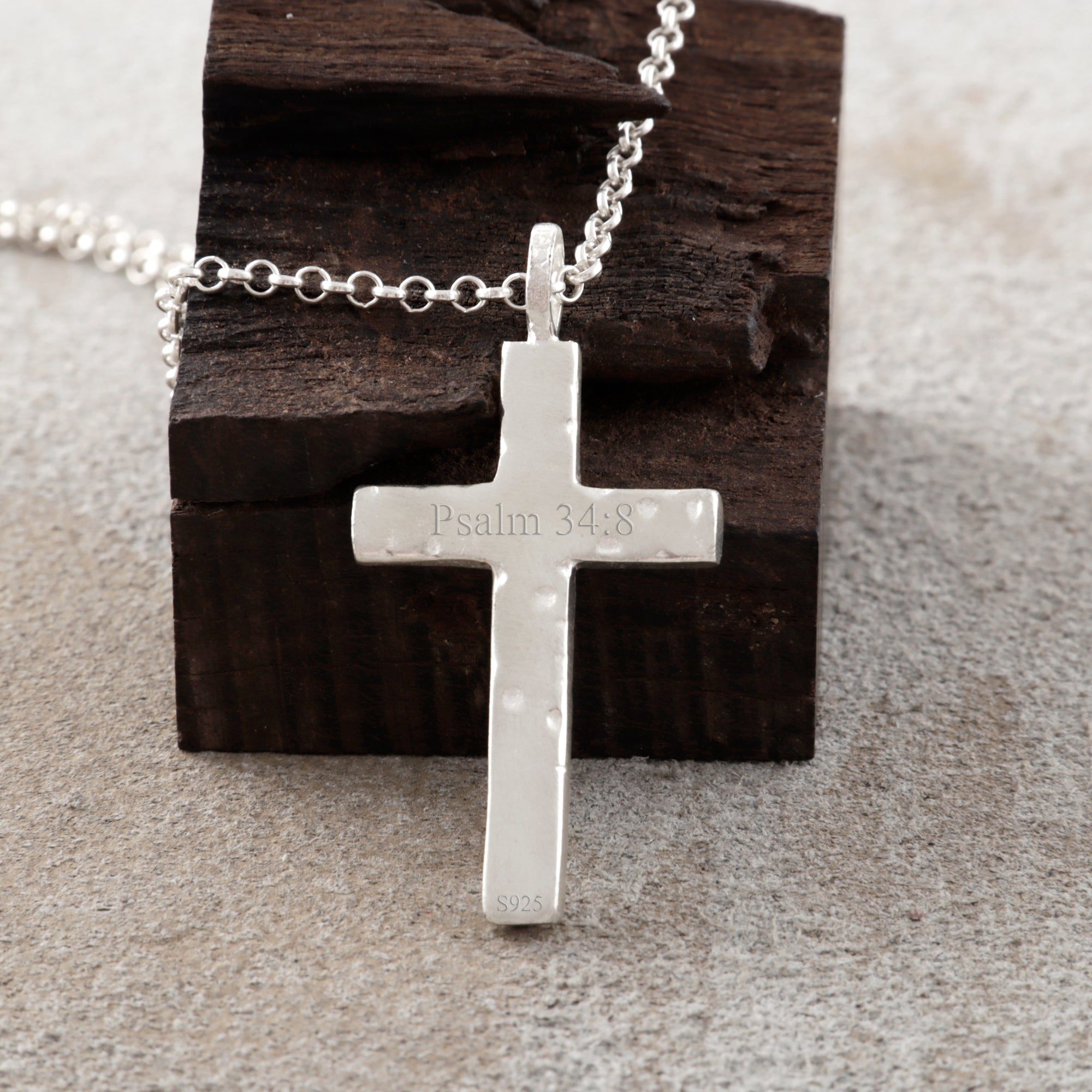 925 Sterling Silver Custom Engravable Holy Cross Faith Pendant Necklace