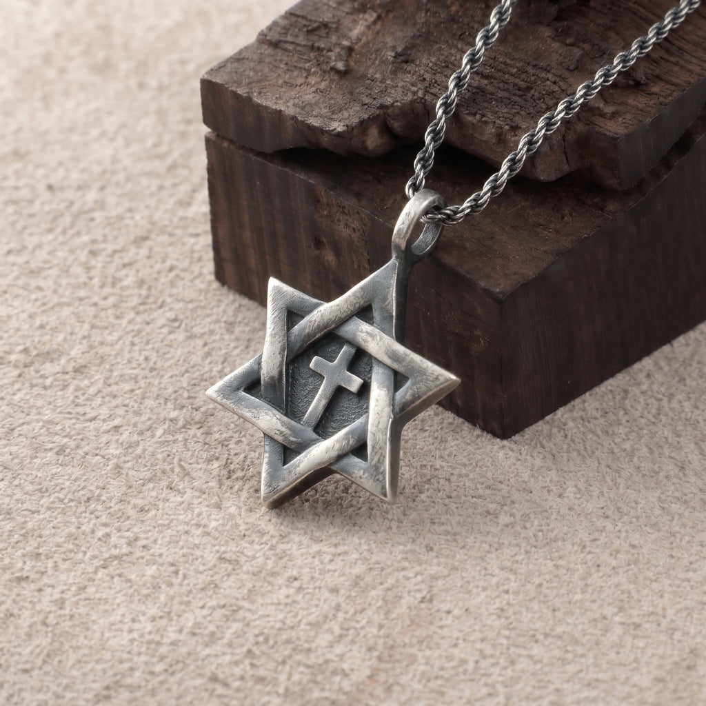 925 Sterling Silver Star of David Cross Durable Custom Engravable Necklace