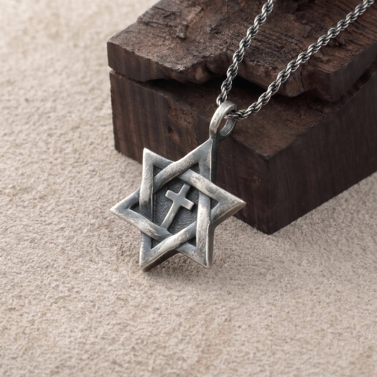 925 Sterling Silver Star of David Cross Durable Custom Engravable Necklace