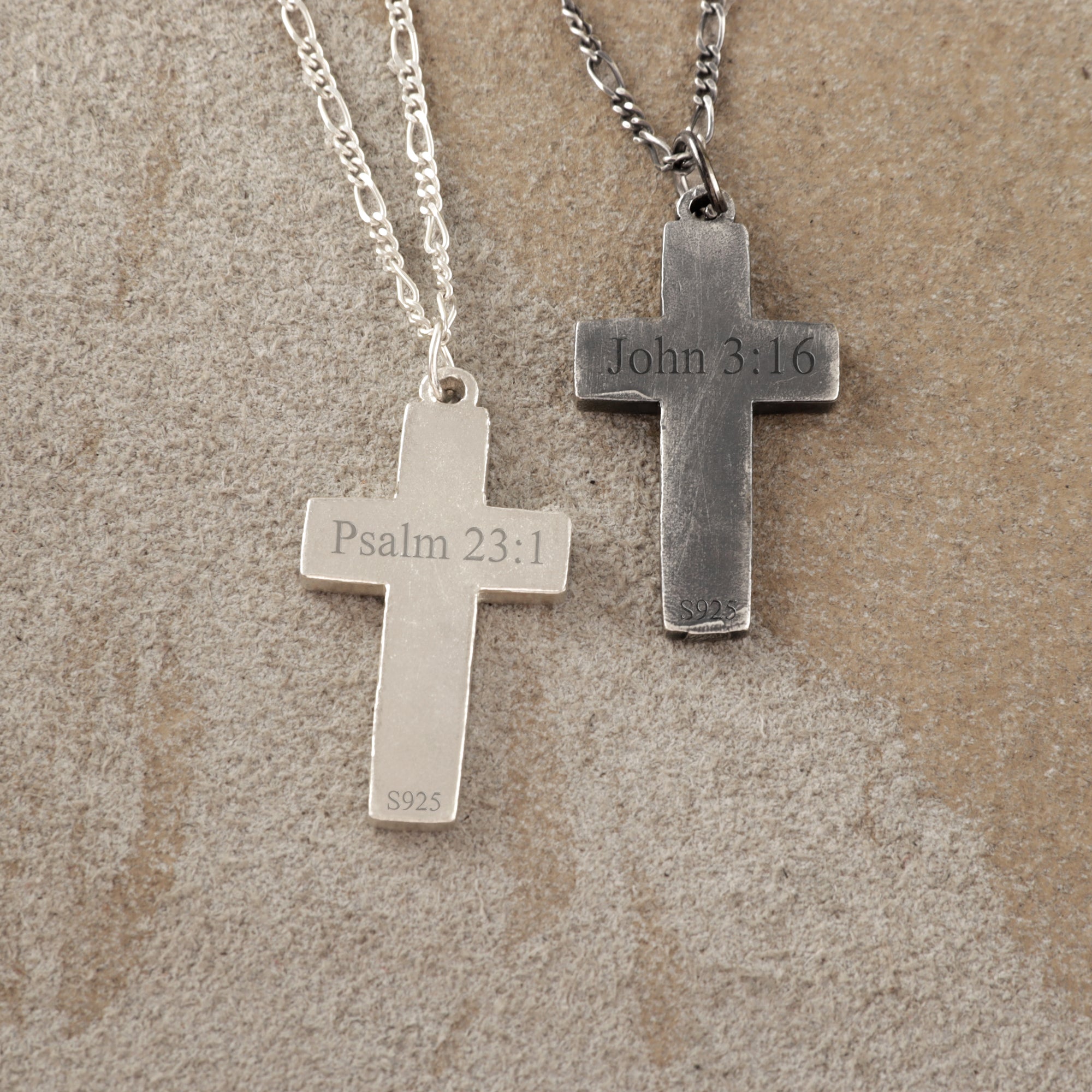 925 Sterling Silver Hammered Holy Cross Durable Custom Engravable Faith Pendant Necklace