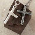 925 Sterling Silver Rustic Textured Holy Cross Durable Faith Pendant Necklace