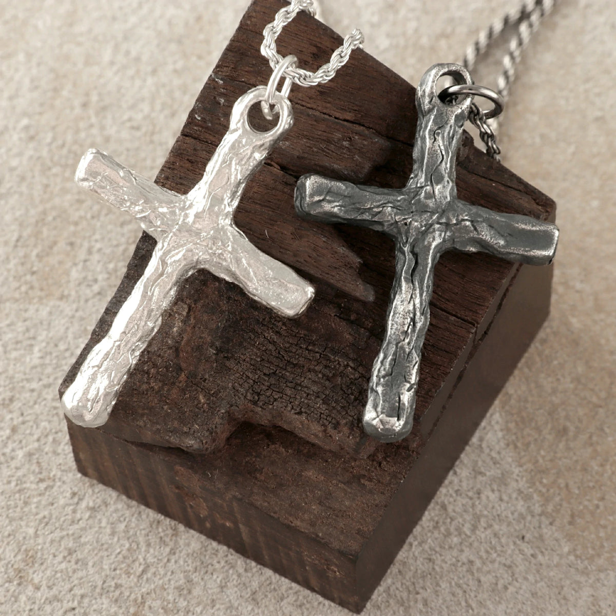 925 Sterling Silver Rustic Textured Holy Cross Durable Faith Pendant Necklace