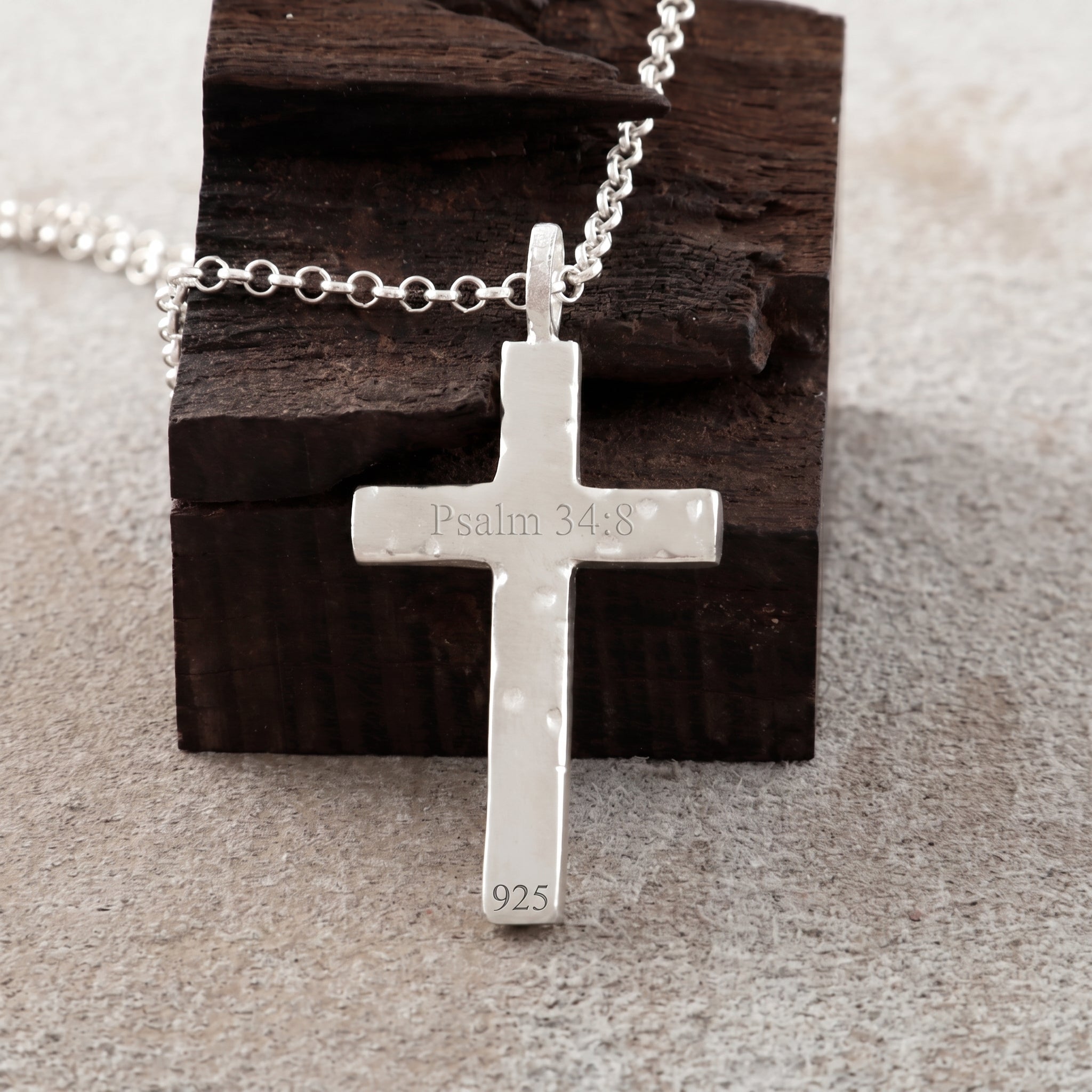 925 Sterling Silver Custom Engravable Holy Cross Faith Pendant Necklace