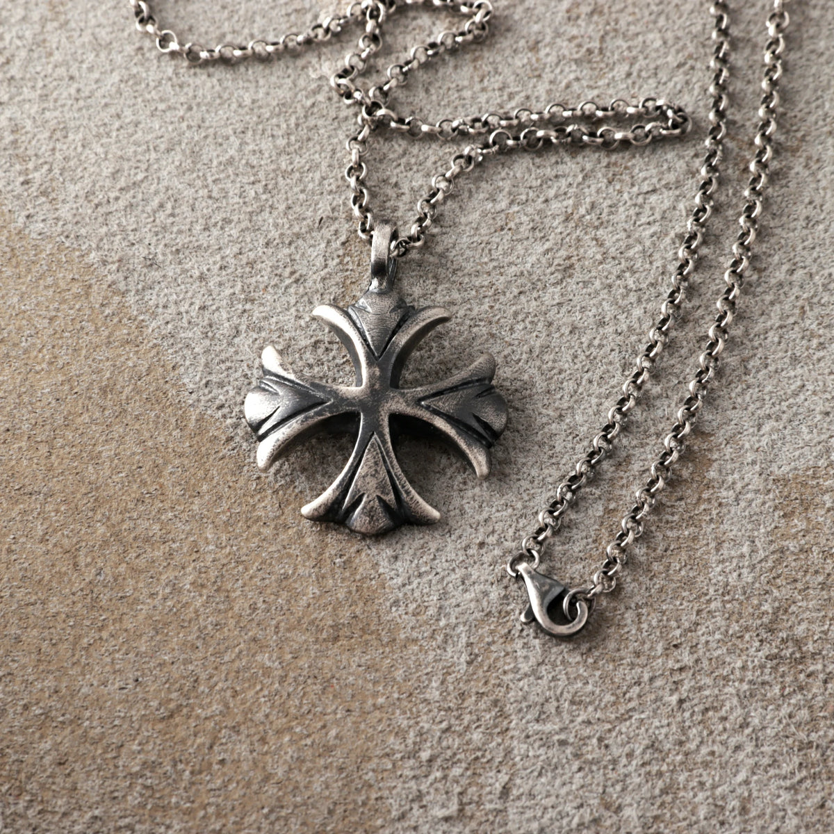 925 Sterling Silver Maltese Cross Necklace, Custom Engravable Medieval Talisman Jewelry