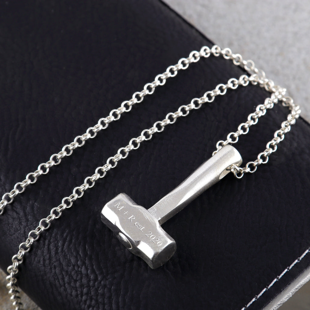 925 Sterling Silver Engravable Hammer Pendant, Personalized Artisan Jewelry