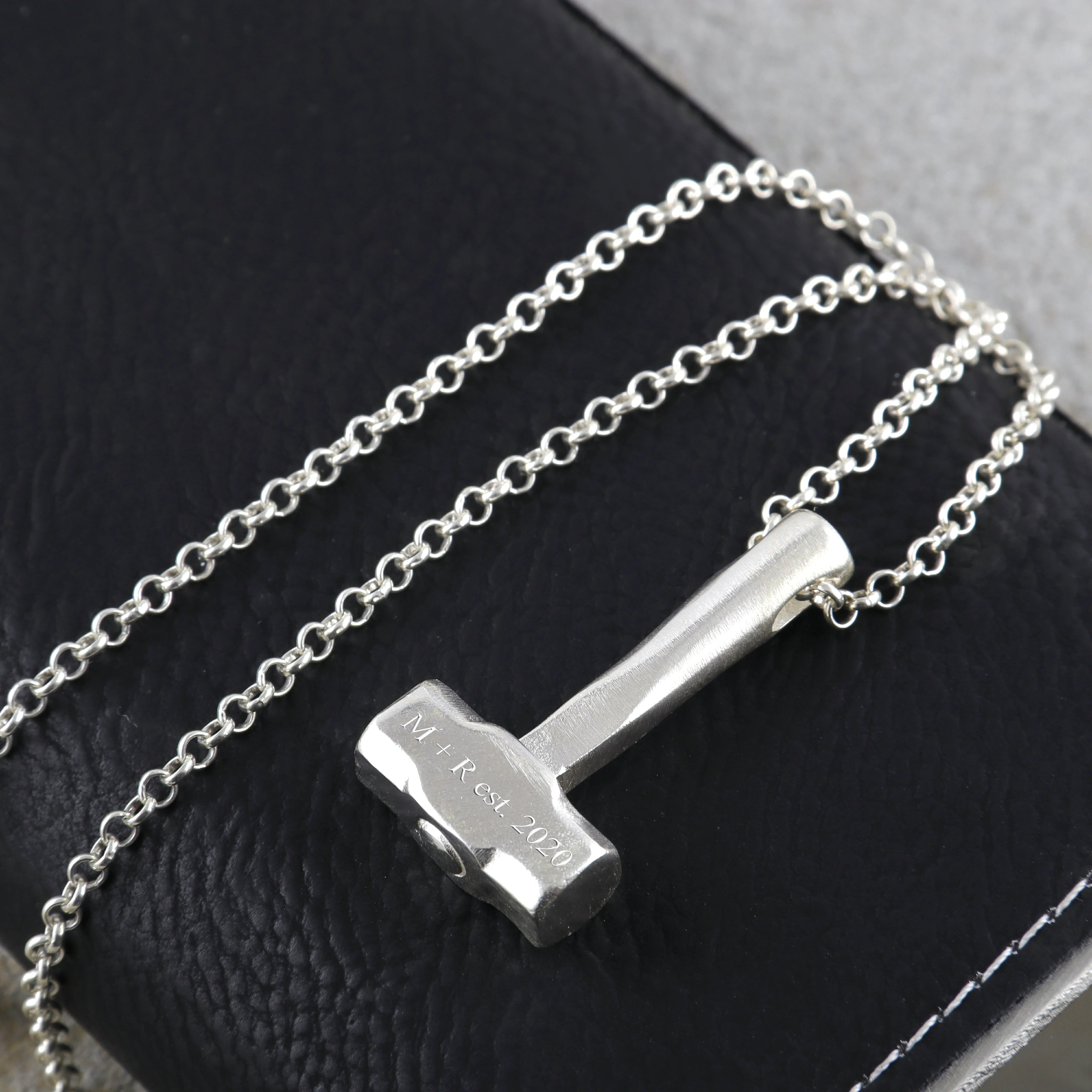 925 Sterling Silver Engravable Hammer Pendant, Personalized Artisan Jewelry
