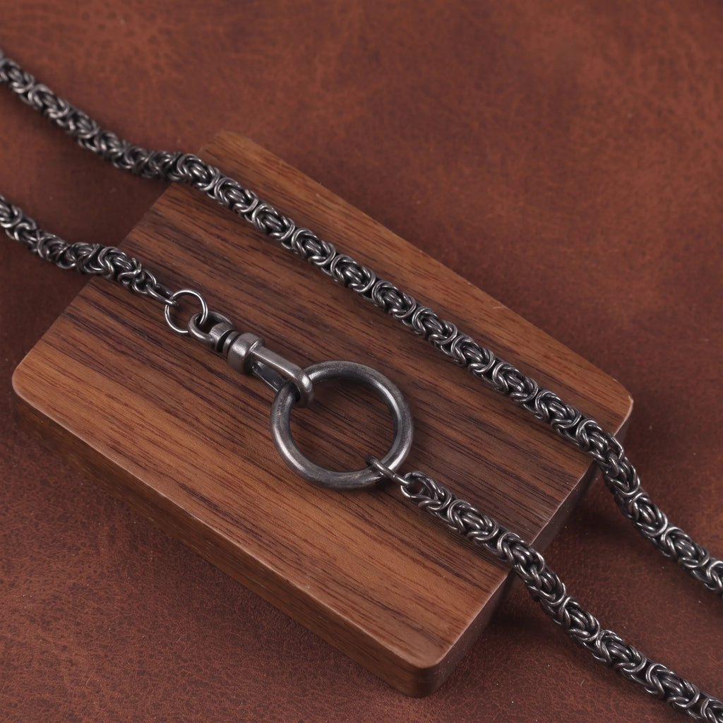 Men’s 925 Sterling Silver Byzantine Chain Necklace with Spring Clasp-Link for Pendant
