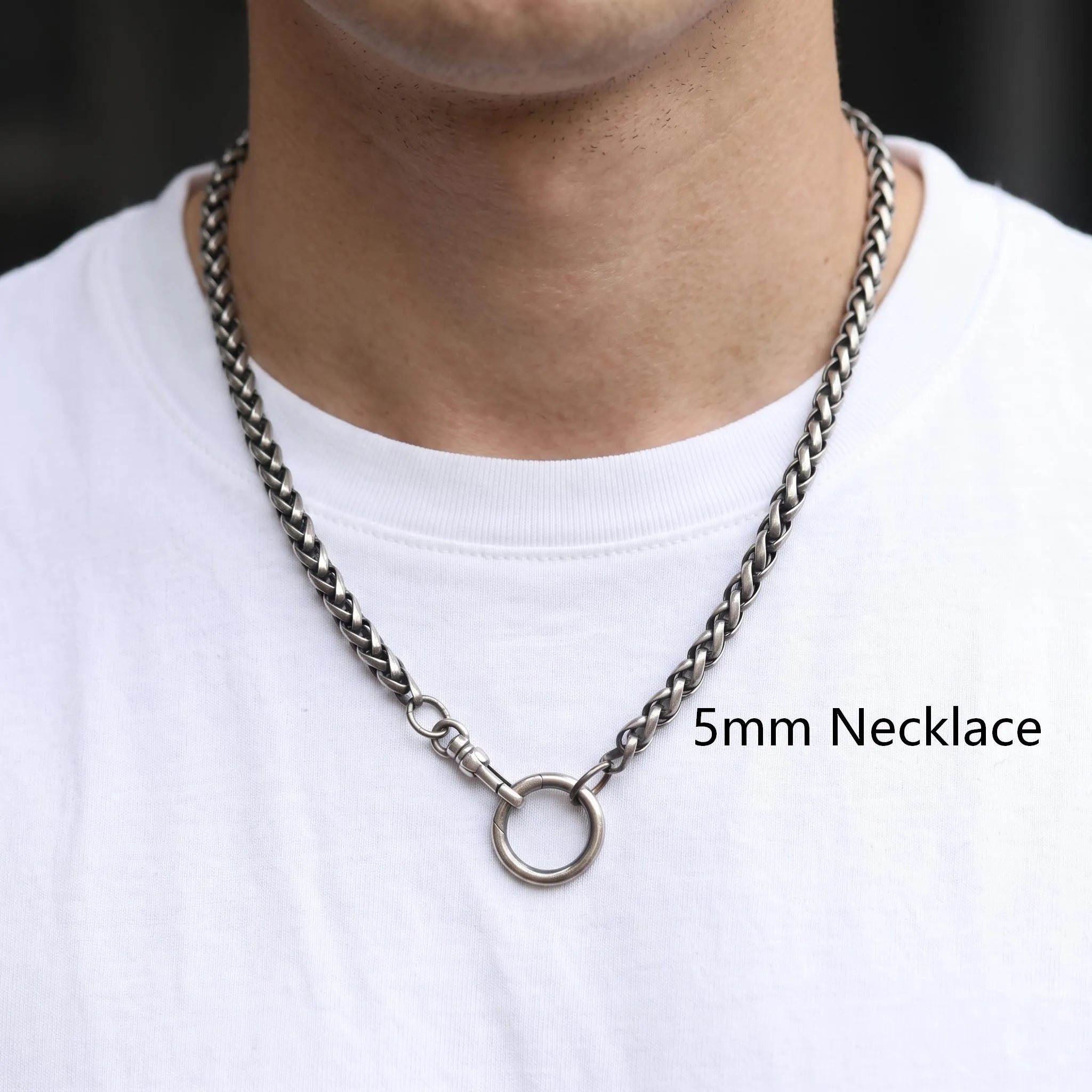 Unisex 925 Sterling Slver Wheat Chain Necklace with Spring Clasp-Pendant Holder