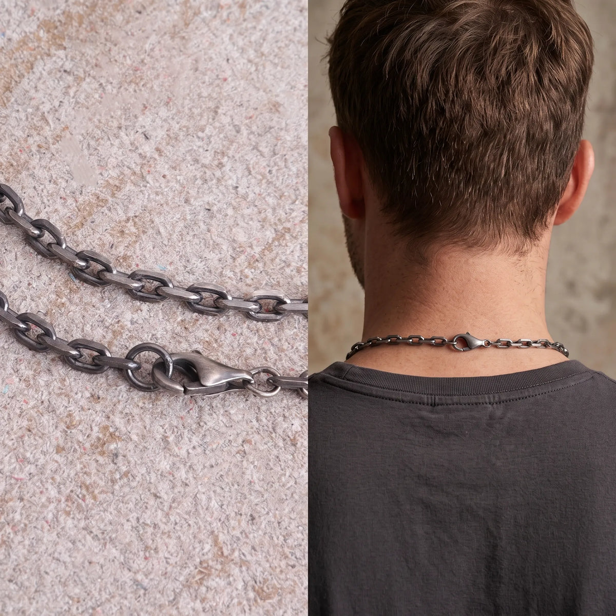 Men's 925 Sterling Silver Anchor Chain Necklace