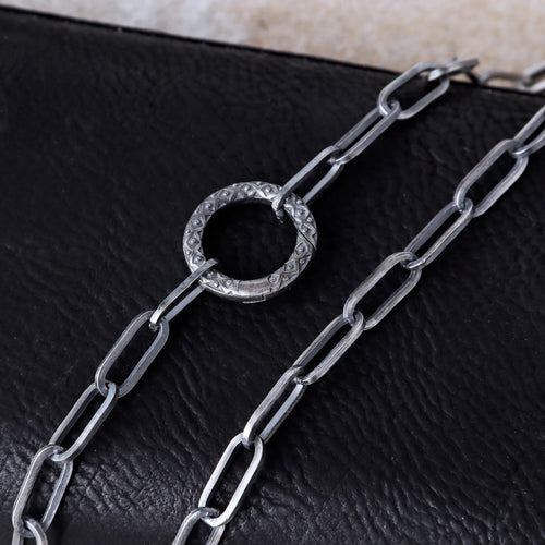 925 Sterling Silver 5mm Thick Paperclip Chain Necklace With Engraved Spring Clasp For Men Gift