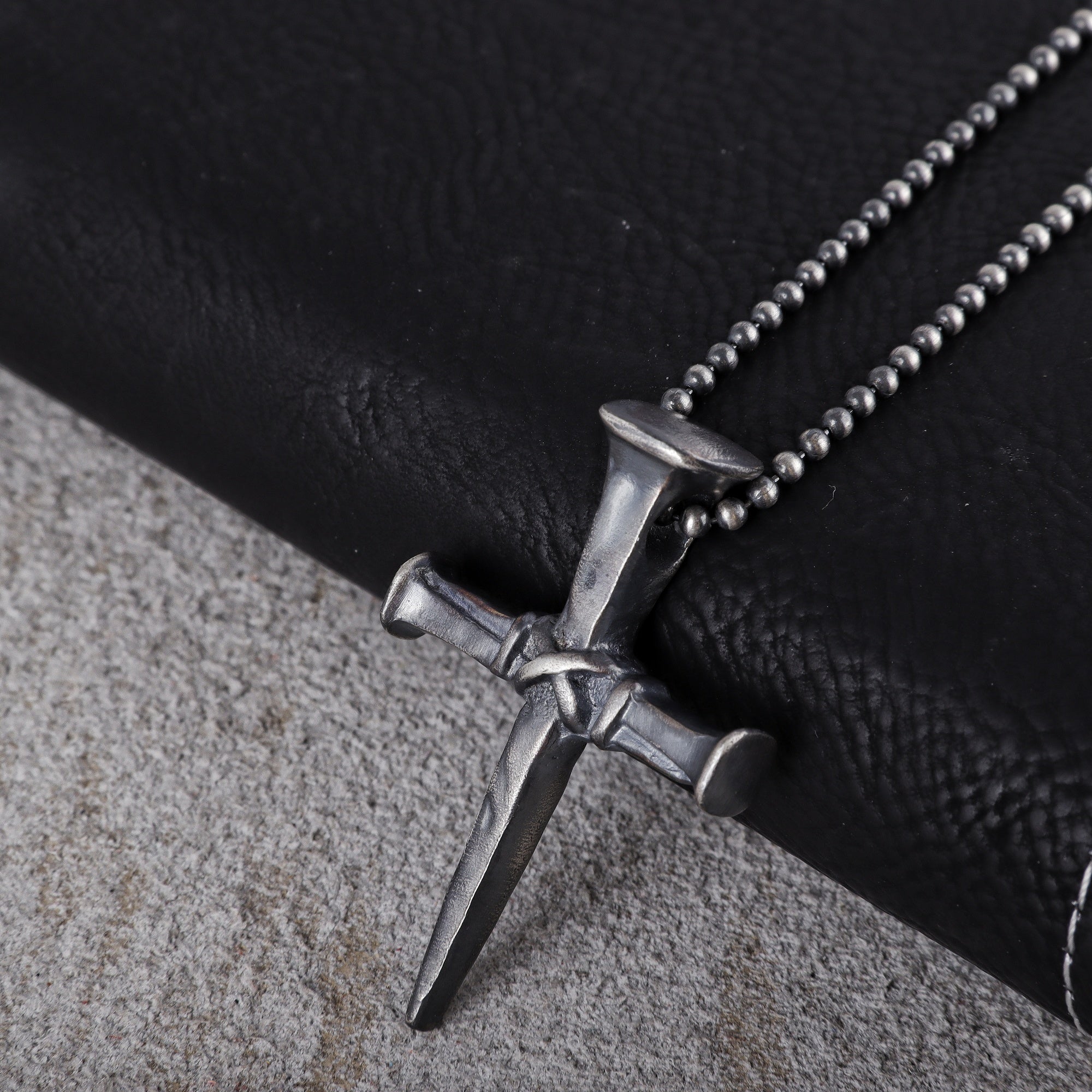 Sacred Grace Crucifixion Nails Cross Necklace, Oxidized 925 Sterling Silver Devotional Faith Pendant