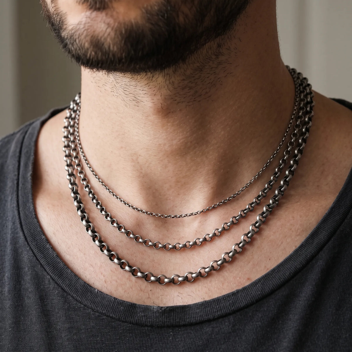 925 Sterling Silver Belcher Rolo Chain, Unisex Pendant Necklace, 3mm-8mm Sizes