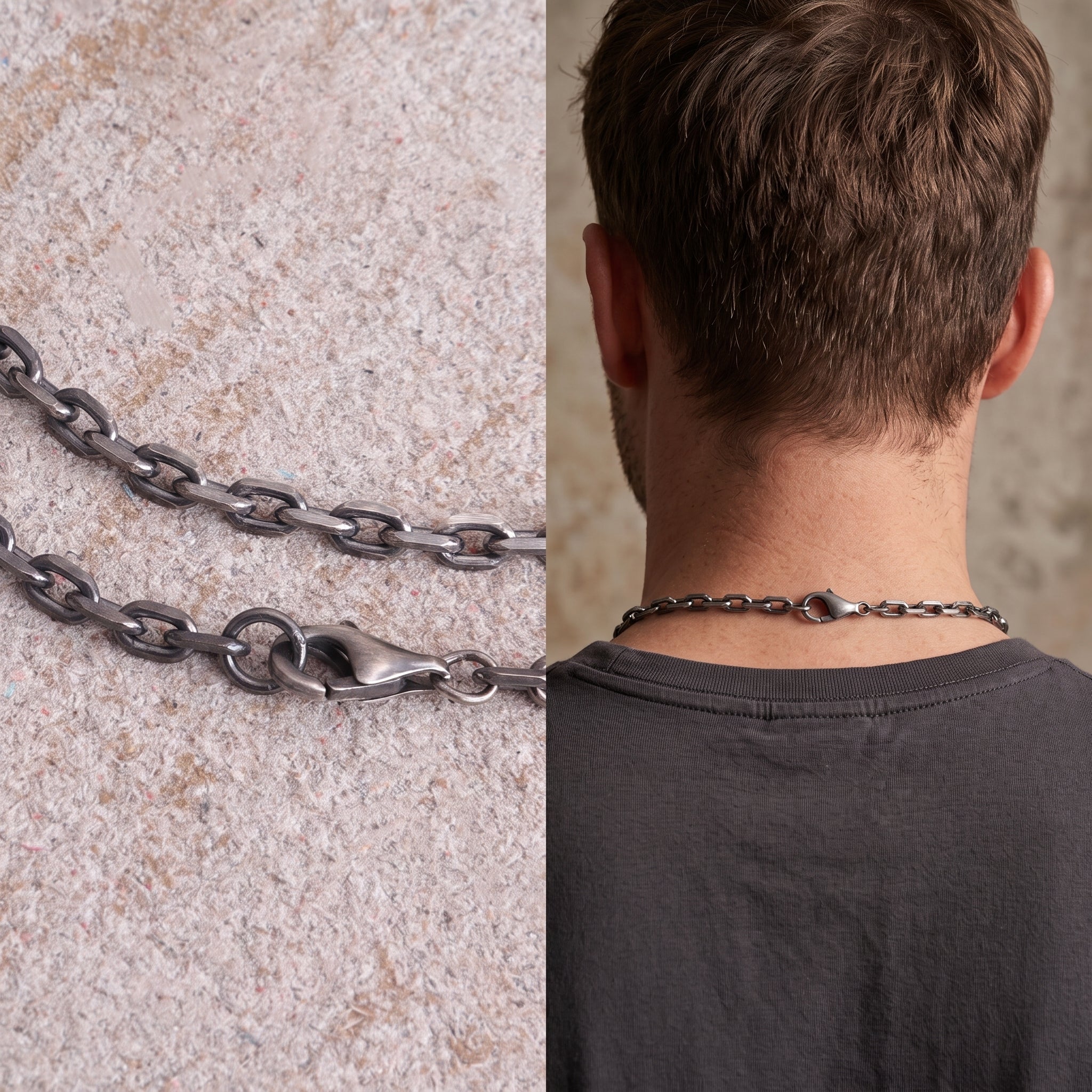 Men's 925 Sterling Silver Anchor Chain Necklace