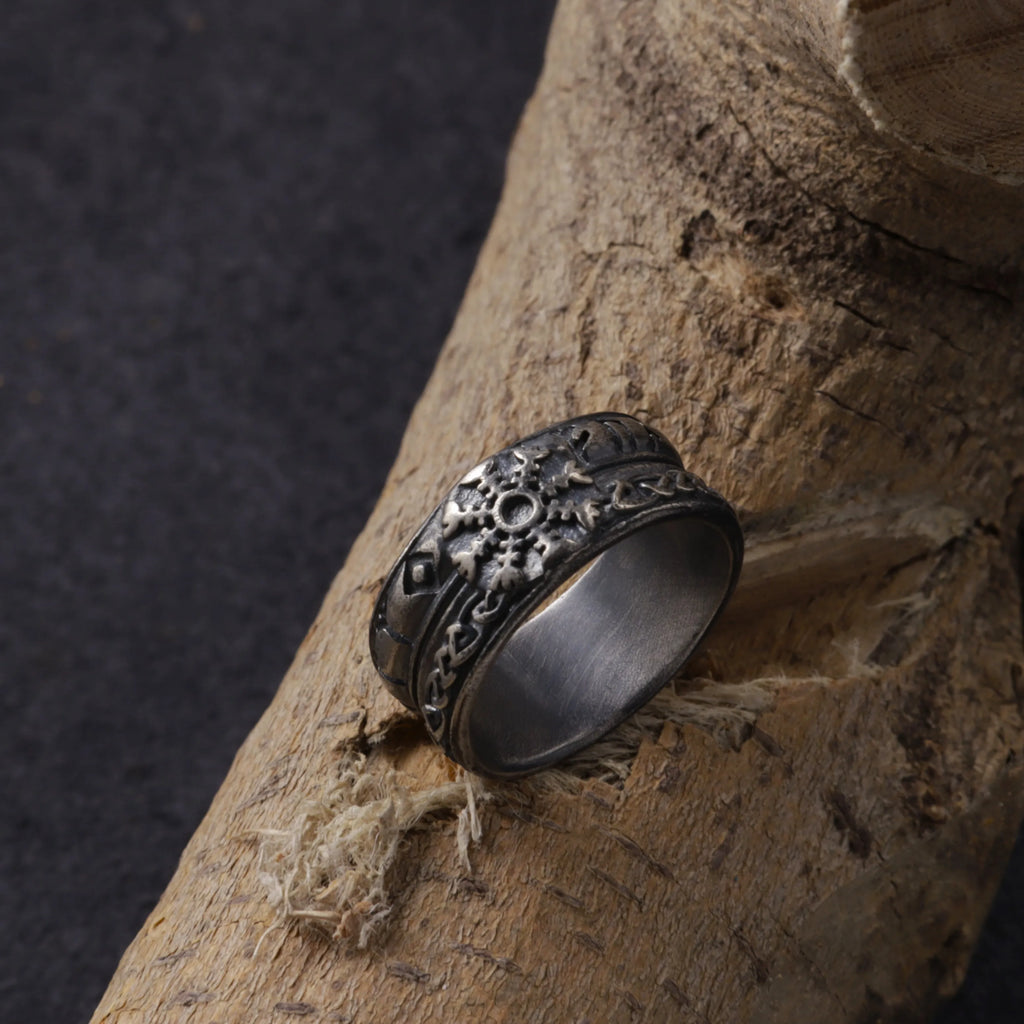 Personalized 925 Sterling Silver Viking Compass Ring Custom Engraved Mens Band