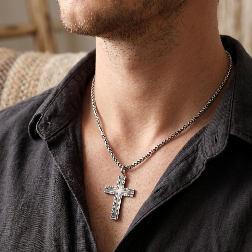 Custom 925 Sterling Silver Sunburst Cross Pendant for Heavenly Guidance & Eternal Light