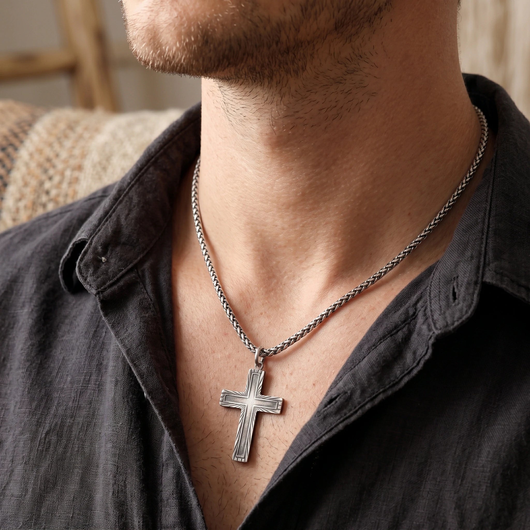 Custom 925 Sterling Silver Sunburst Cross Pendant for Heavenly Guidance & Eternal Light